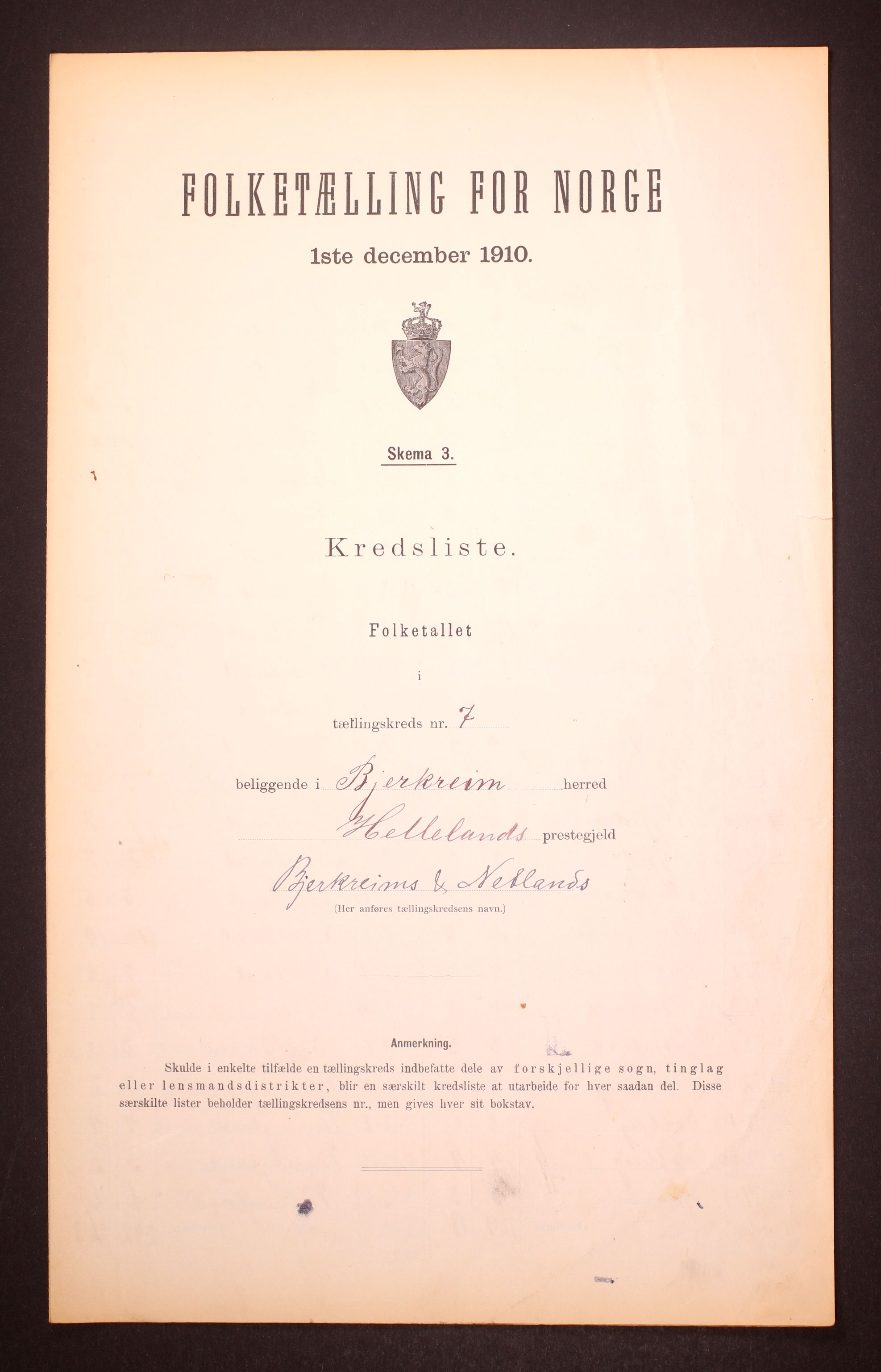 RA, 1910 census for Bjerkreim, 1910, p. 21