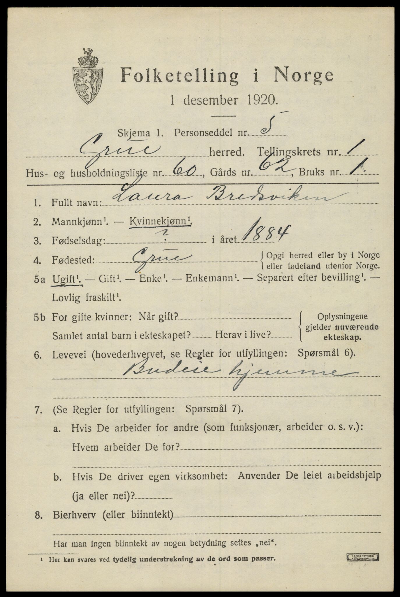 SAH, 1920 census for Grue, 1920, p. 3141