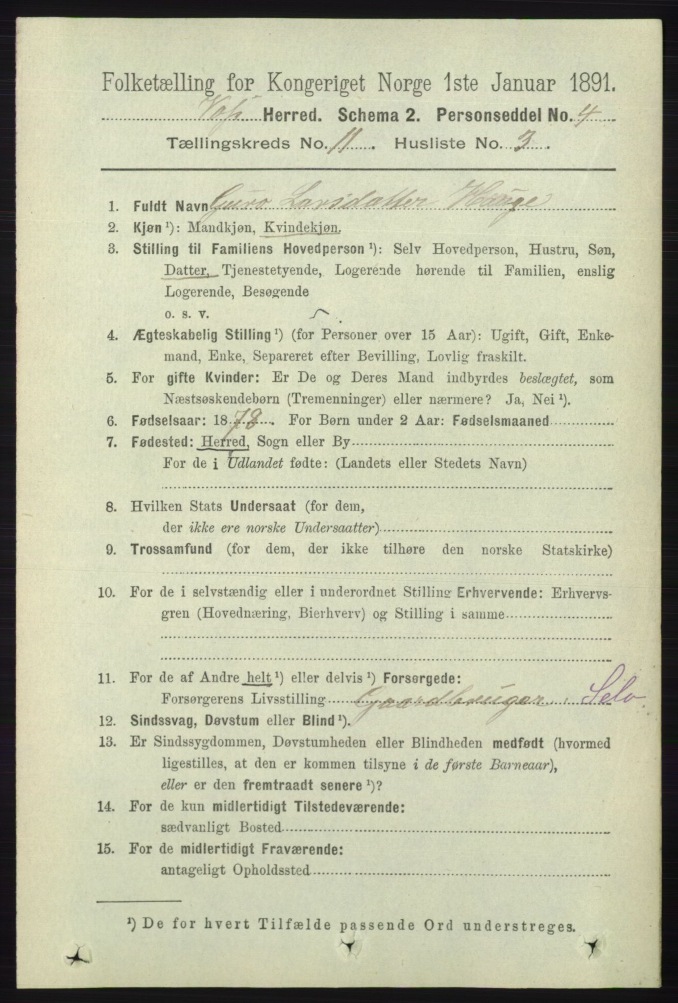 RA, 1891 census for 1235 Voss, 1891, p. 5846