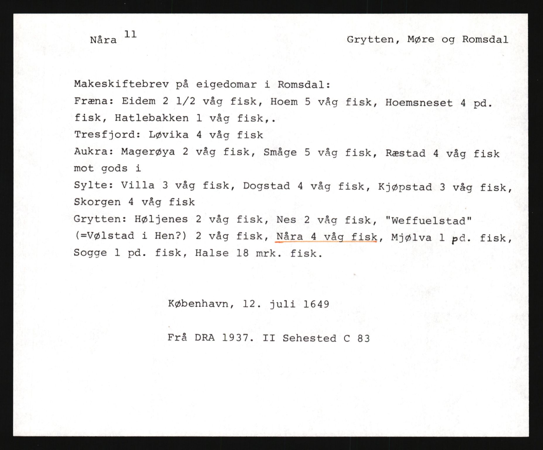 Riksarkivets diplomsamling, AV/RA-EA-5965/F35/F35e/L0031: Registreringssedler Møre og Romsdal, 1400-1700, p. 411