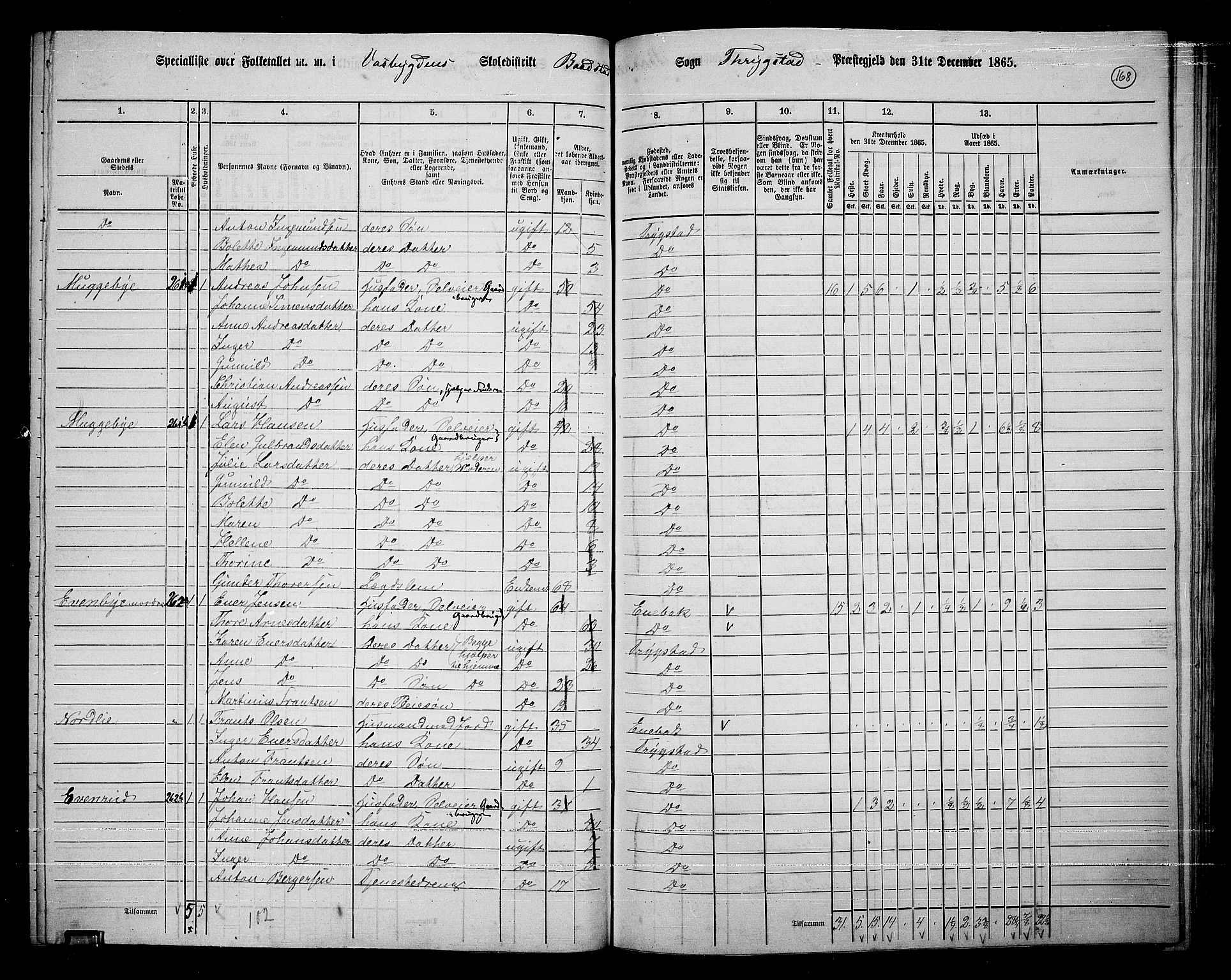 RA, 1865 census for Trøgstad, 1865, p. 148