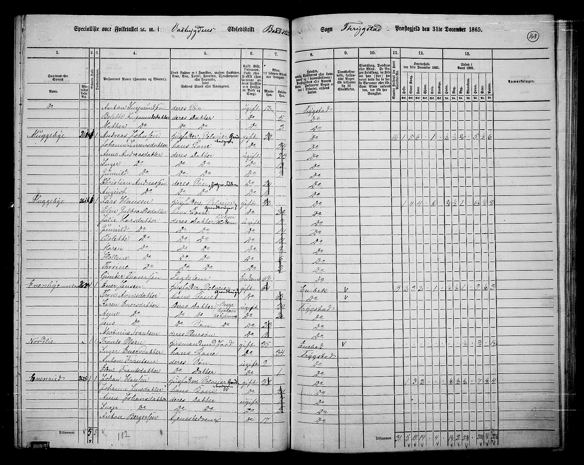 RA, 1865 census for Trøgstad, 1865, p. 148