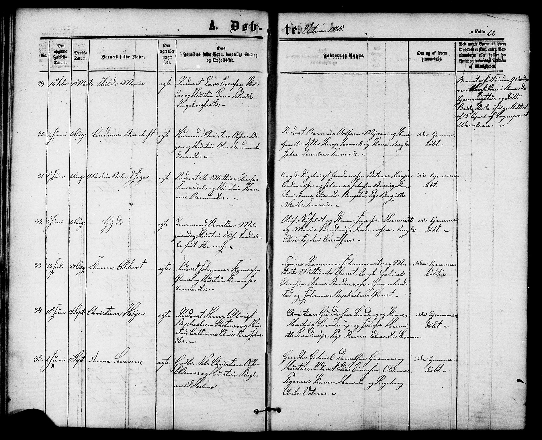 Ministerialprotokoller, klokkerbøker og fødselsregistre - Nordland, SAT/A-1459/810/L0146: Parish register (official) no. 810A08 /1, 1862-1874, p. 22