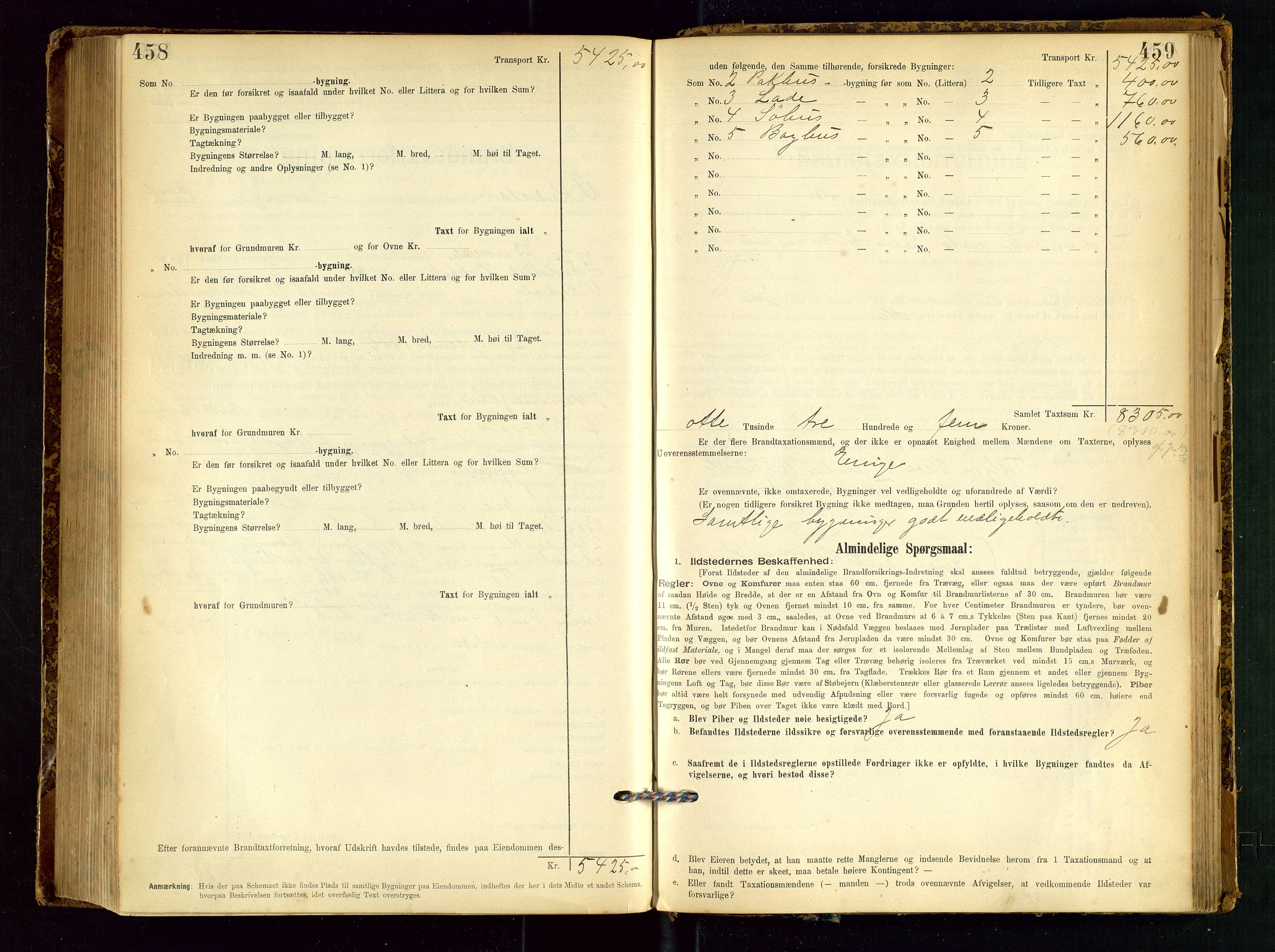 Vikedal lensmannskontor, SAST/A-100179/Gob/L0004: Branntakstprotokoll, 1894-1952, p. 458-459