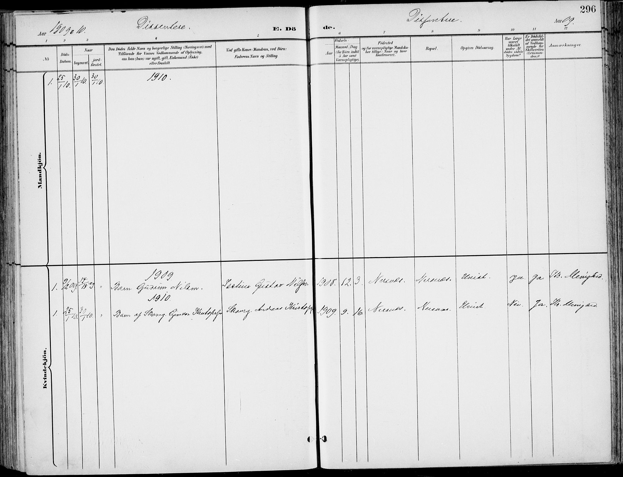 Røyken kirkebøker, SAKO/A-241/F/Fa/L0009: Parish register (official) no. 9, 1898-1911, p. 296