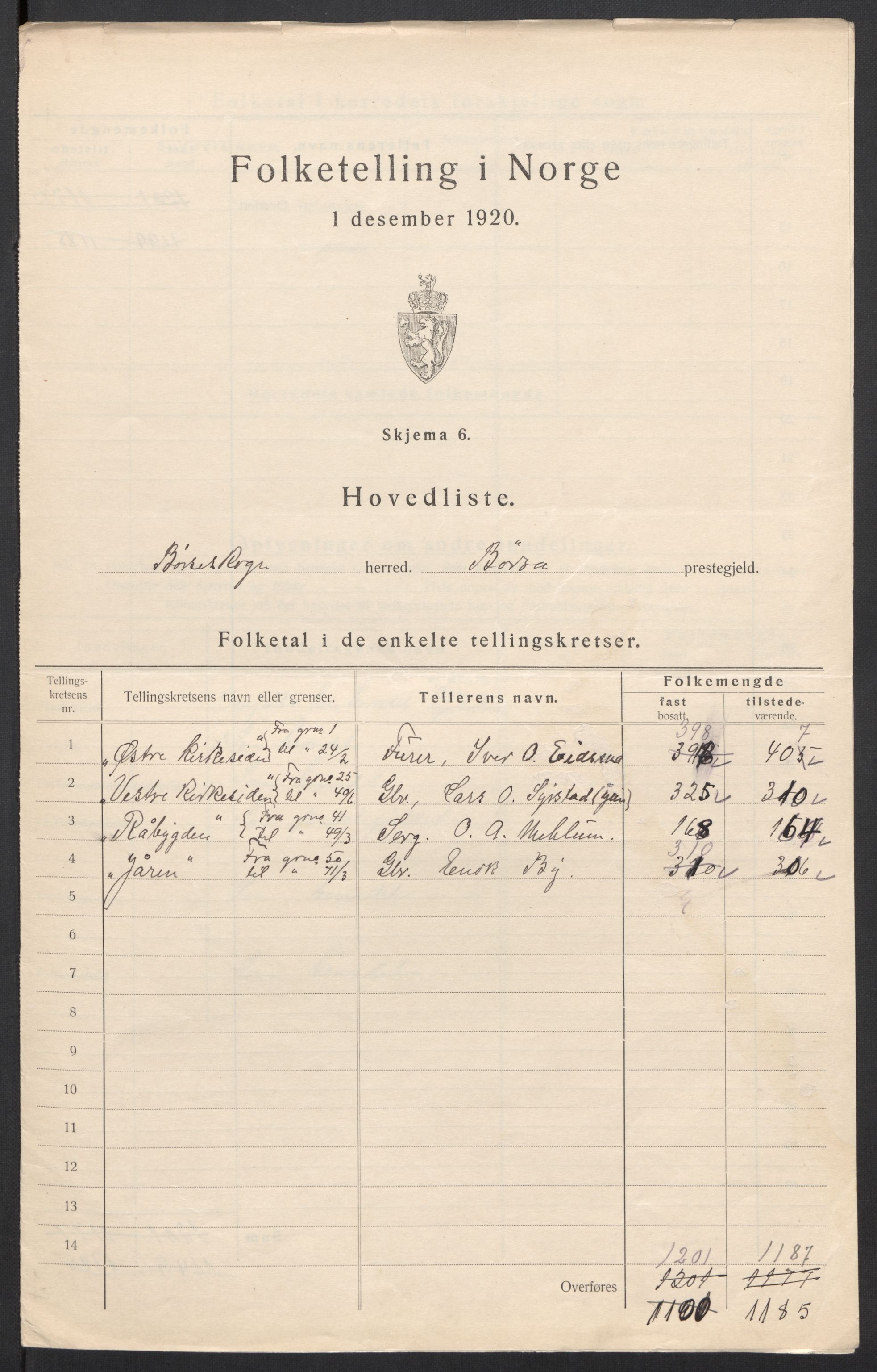 SAT, 1920 census for Børseskogn, 1920, p. 3