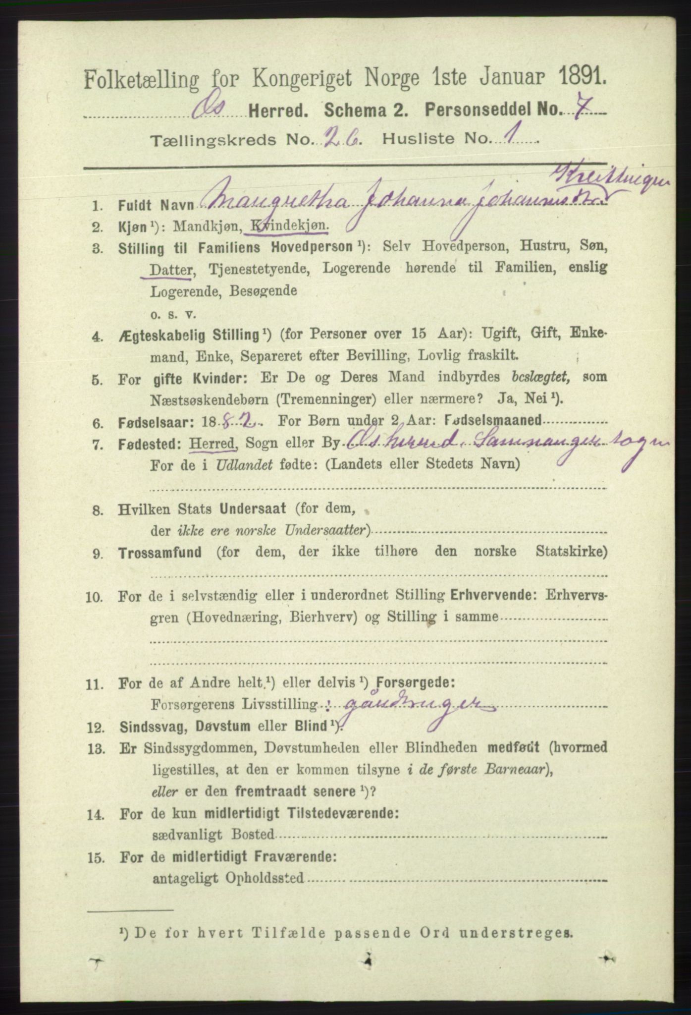 RA, 1891 census for 1243 Os, 1891, p. 5484