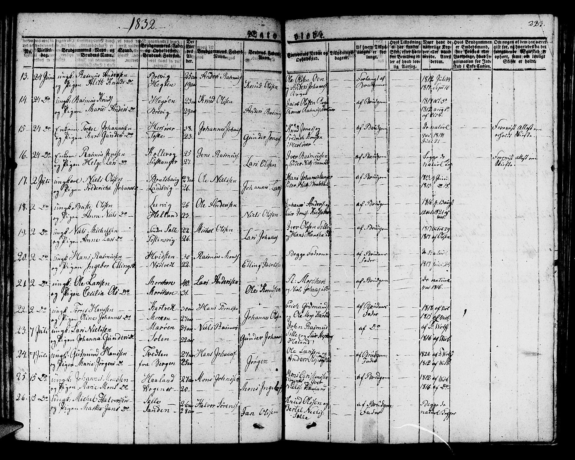 Manger sokneprestembete, SAB/A-76801/H/Haa: Parish register (official) no. A 4, 1824-1838, p. 223