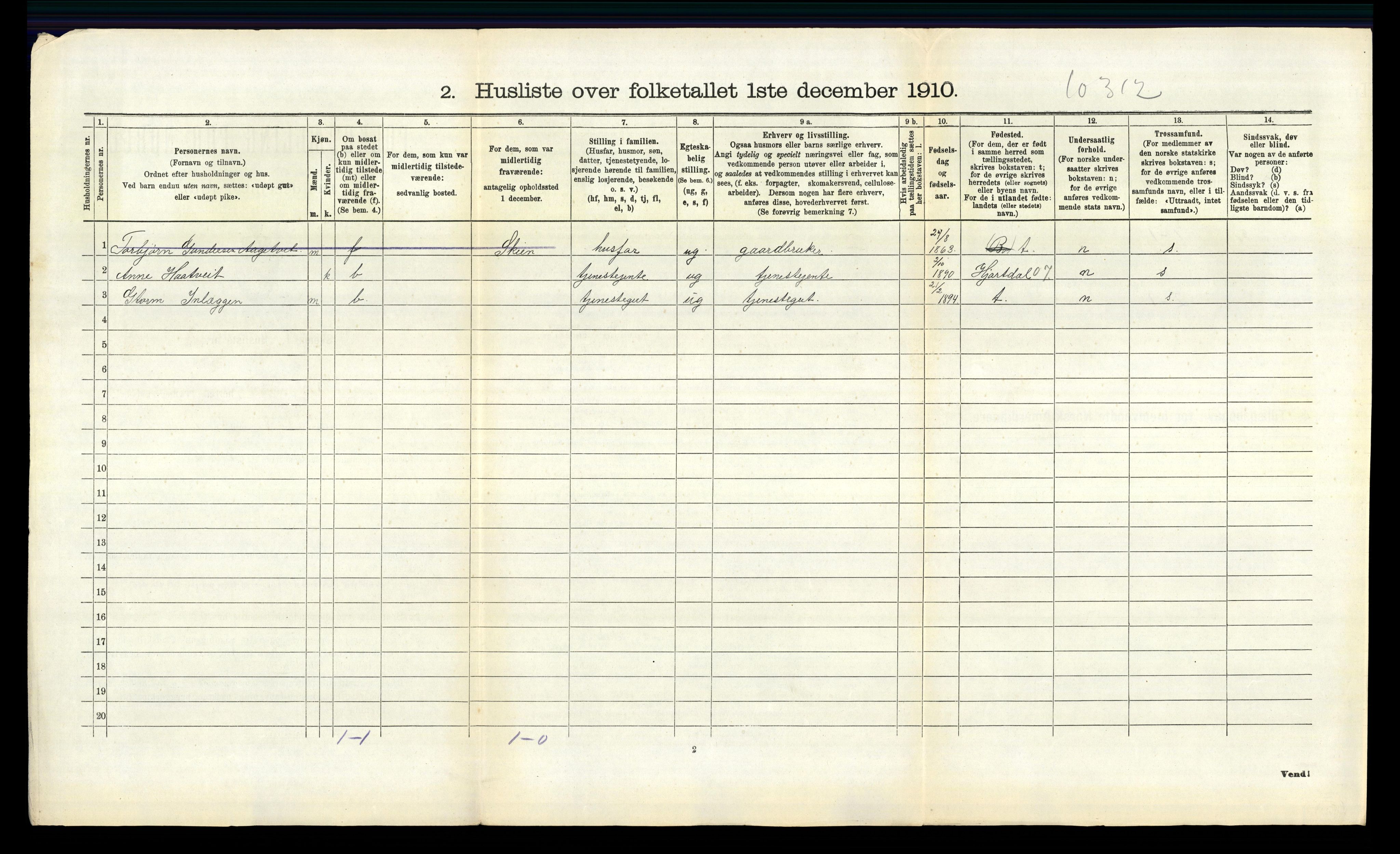 RA, 1910 census for Bø, 1910, p. 836