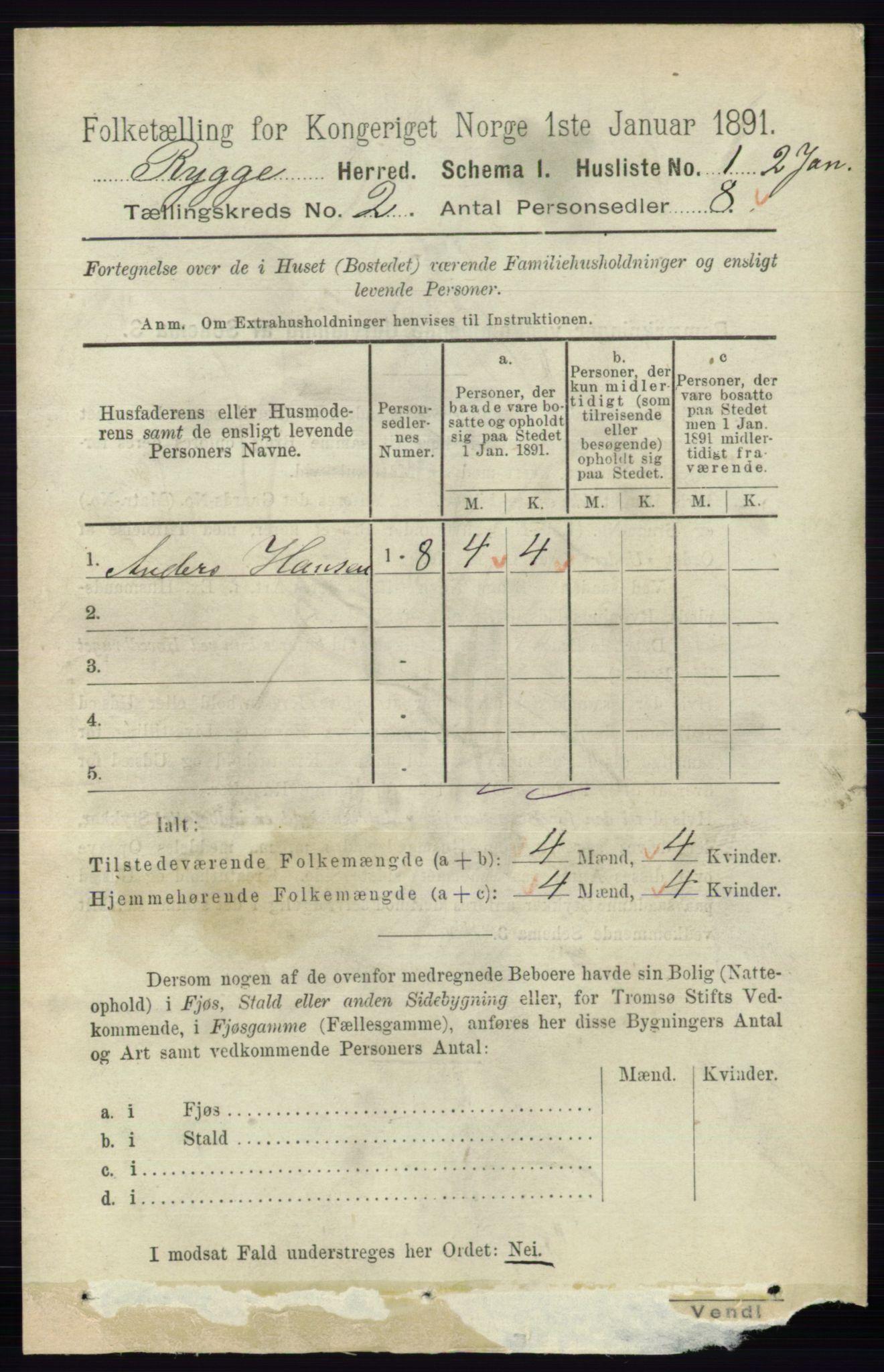 RA, 1891 census for 0136 Rygge, 1891, p. 906