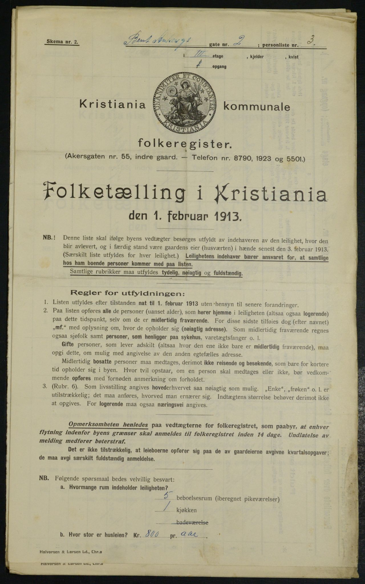 OBA, Municipal Census 1913 for Kristiania, 1913, p. 4411