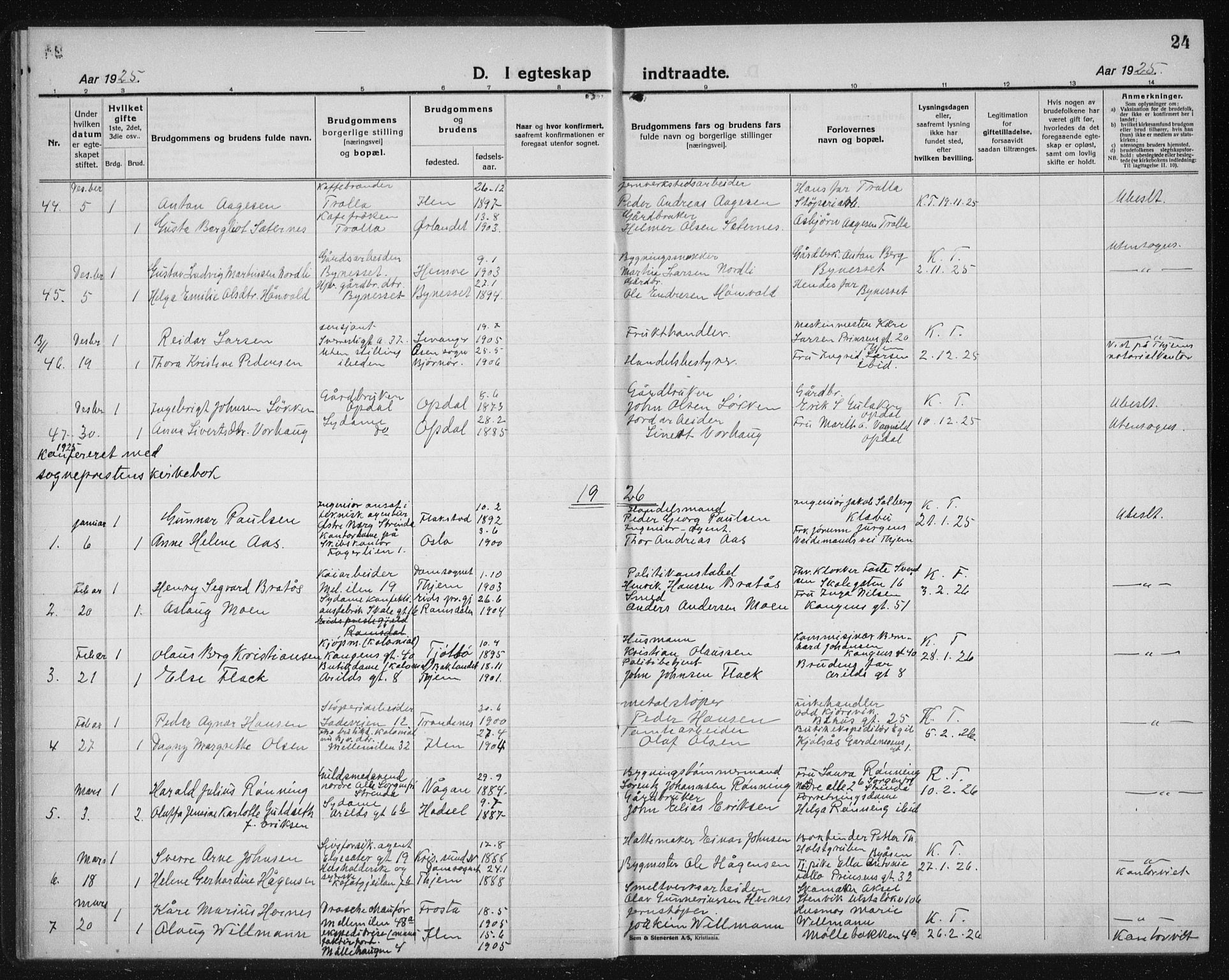 Ministerialprotokoller, klokkerbøker og fødselsregistre - Sør-Trøndelag, AV/SAT-A-1456/603/L0176: Parish register (copy) no. 603C04, 1923-1941, p. 24