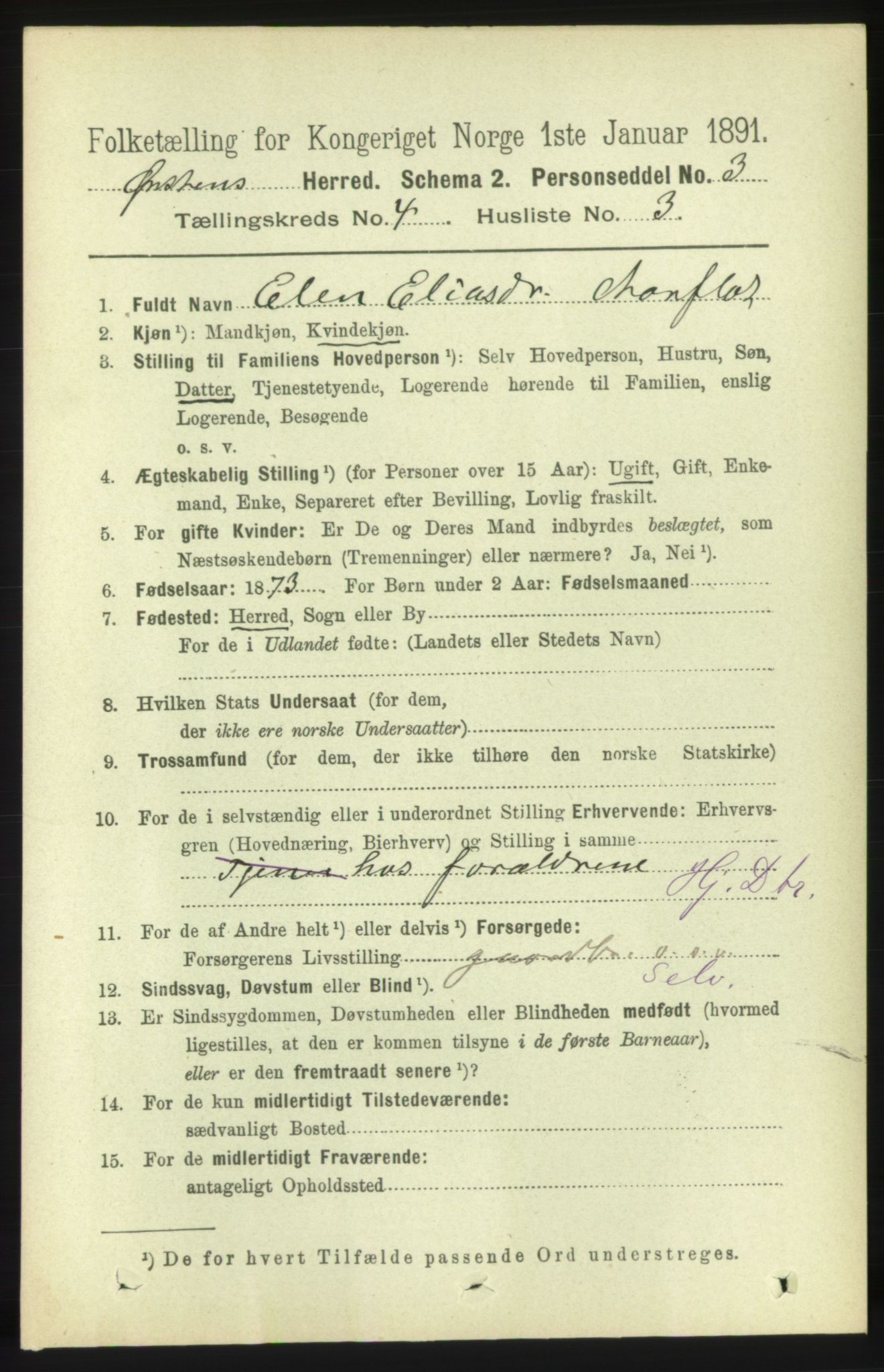 RA, 1891 census for 1520 Ørsta, 1891, p. 1691