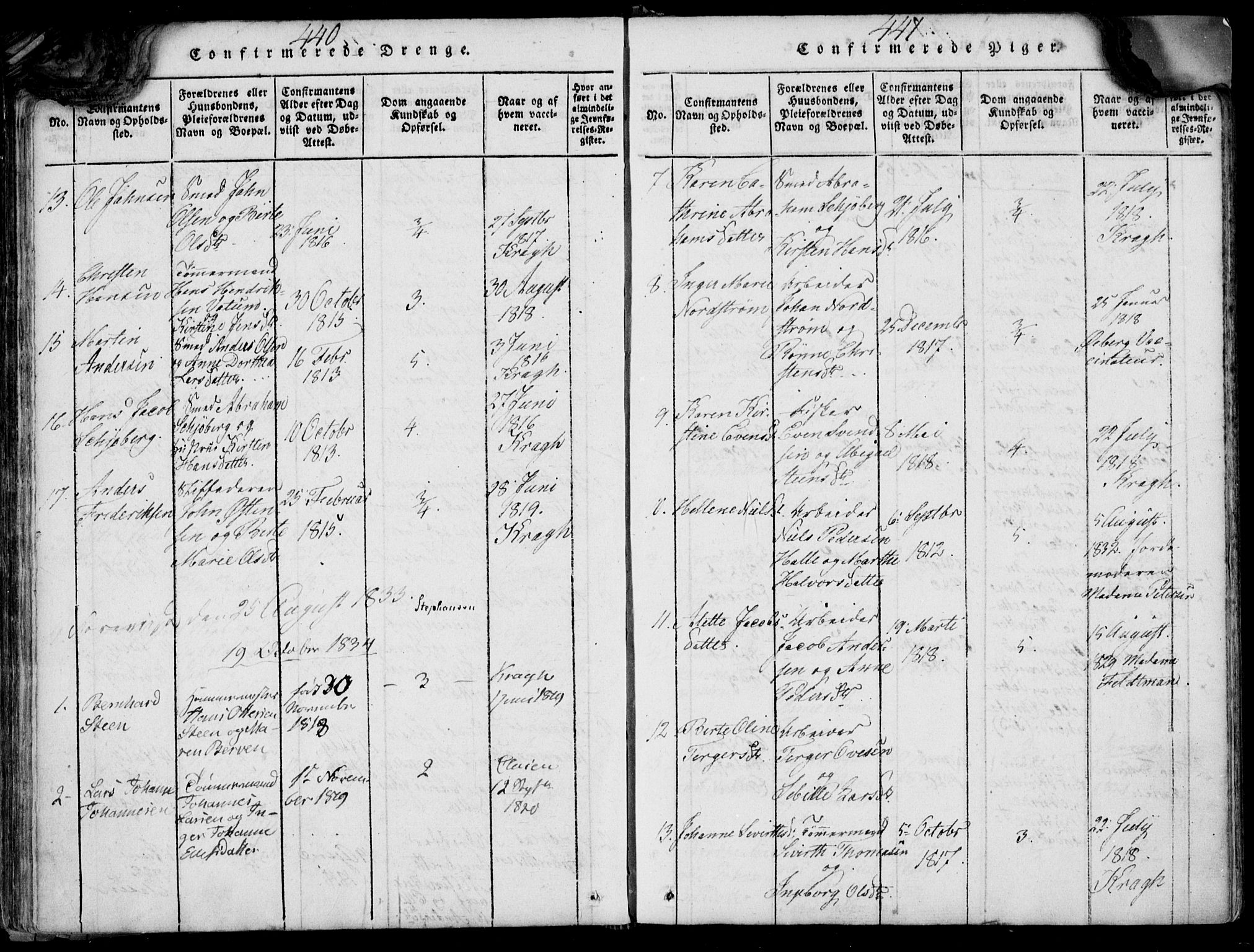 Larvik kirkebøker, SAKO/A-352/F/Fb/L0002: Parish register (official) no. II 2, 1818-1842, p. 440-441