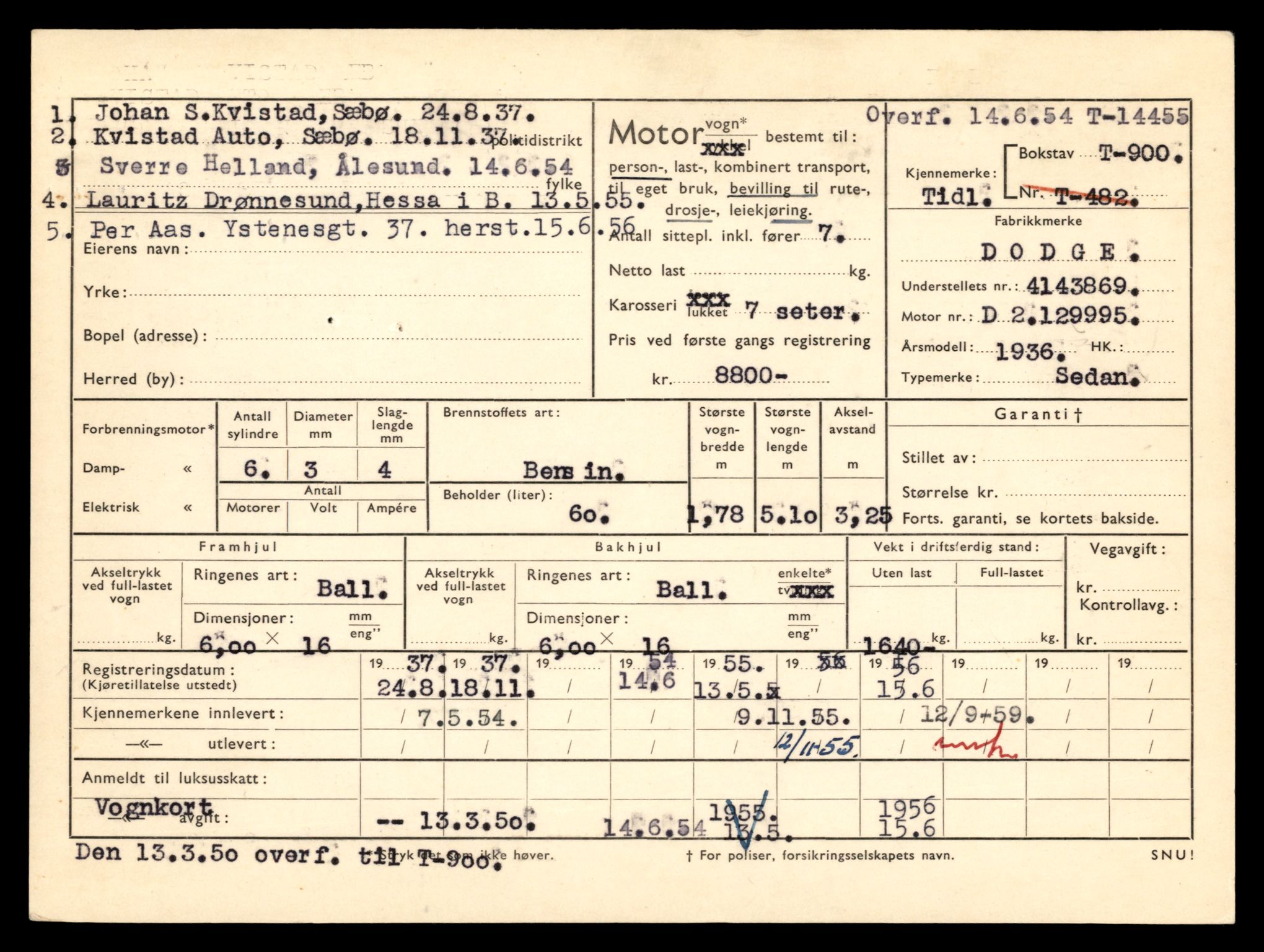Møre og Romsdal vegkontor - Ålesund trafikkstasjon, AV/SAT-A-4099/F/Fe/L0046: Registreringskort for kjøretøy T 14445 - T 14579, 1927-1998