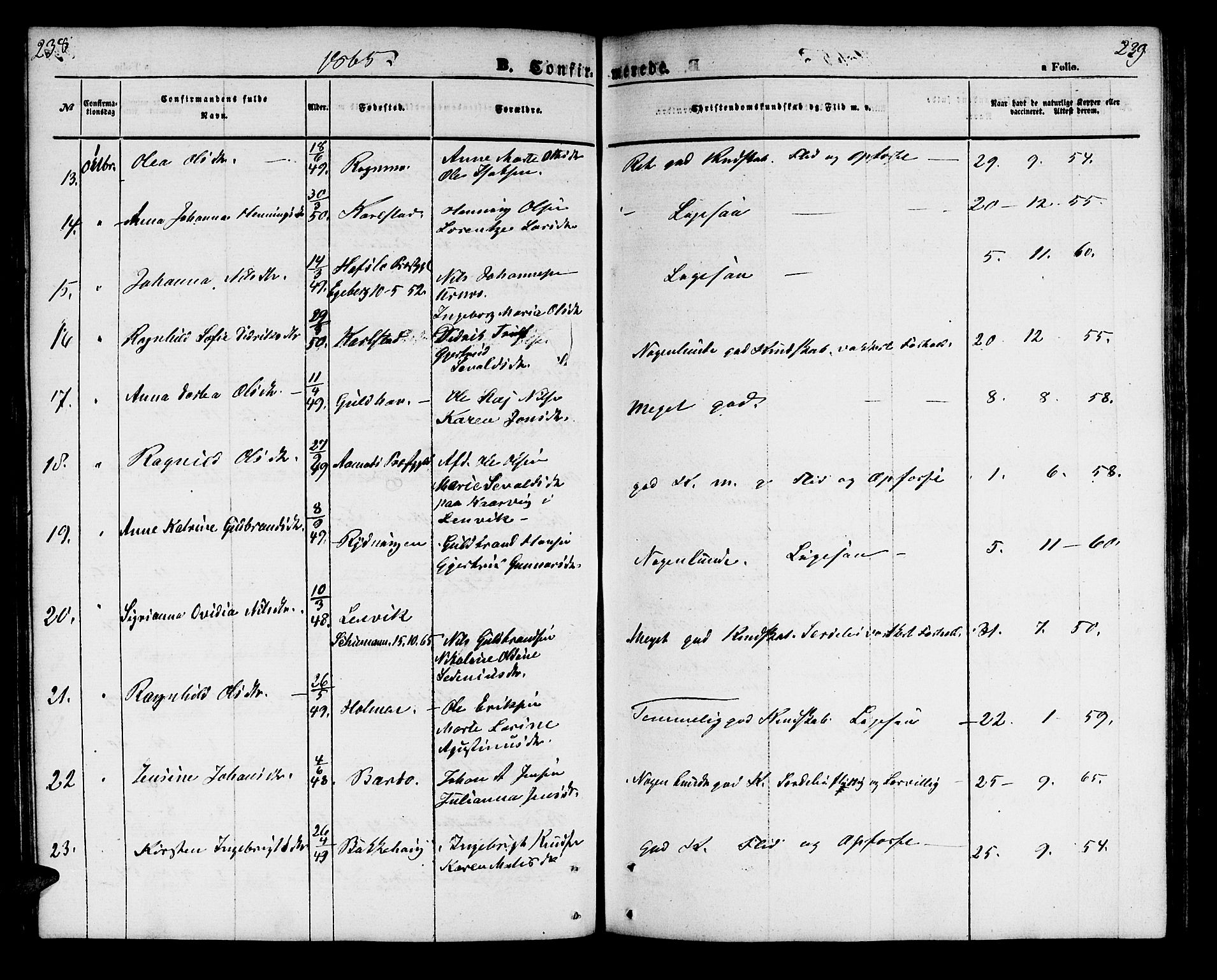 Målselv sokneprestembete, AV/SATØ-S-1311/G/Ga/Gab/L0001klokker: Parish register (copy) no. 1, 1856-1866, p. 238-239