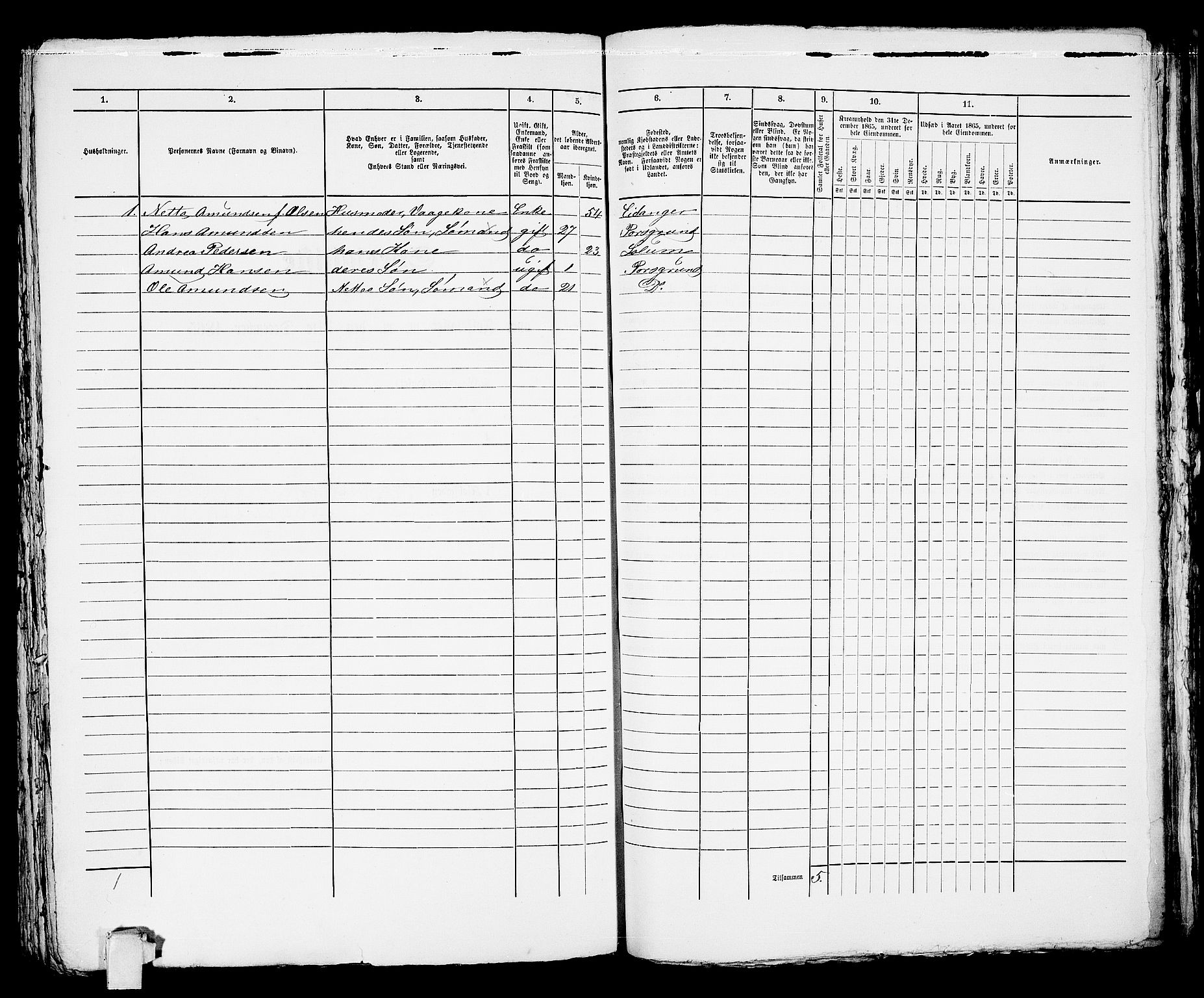 RA, 1865 census for Porsgrunn, 1865, p. 367