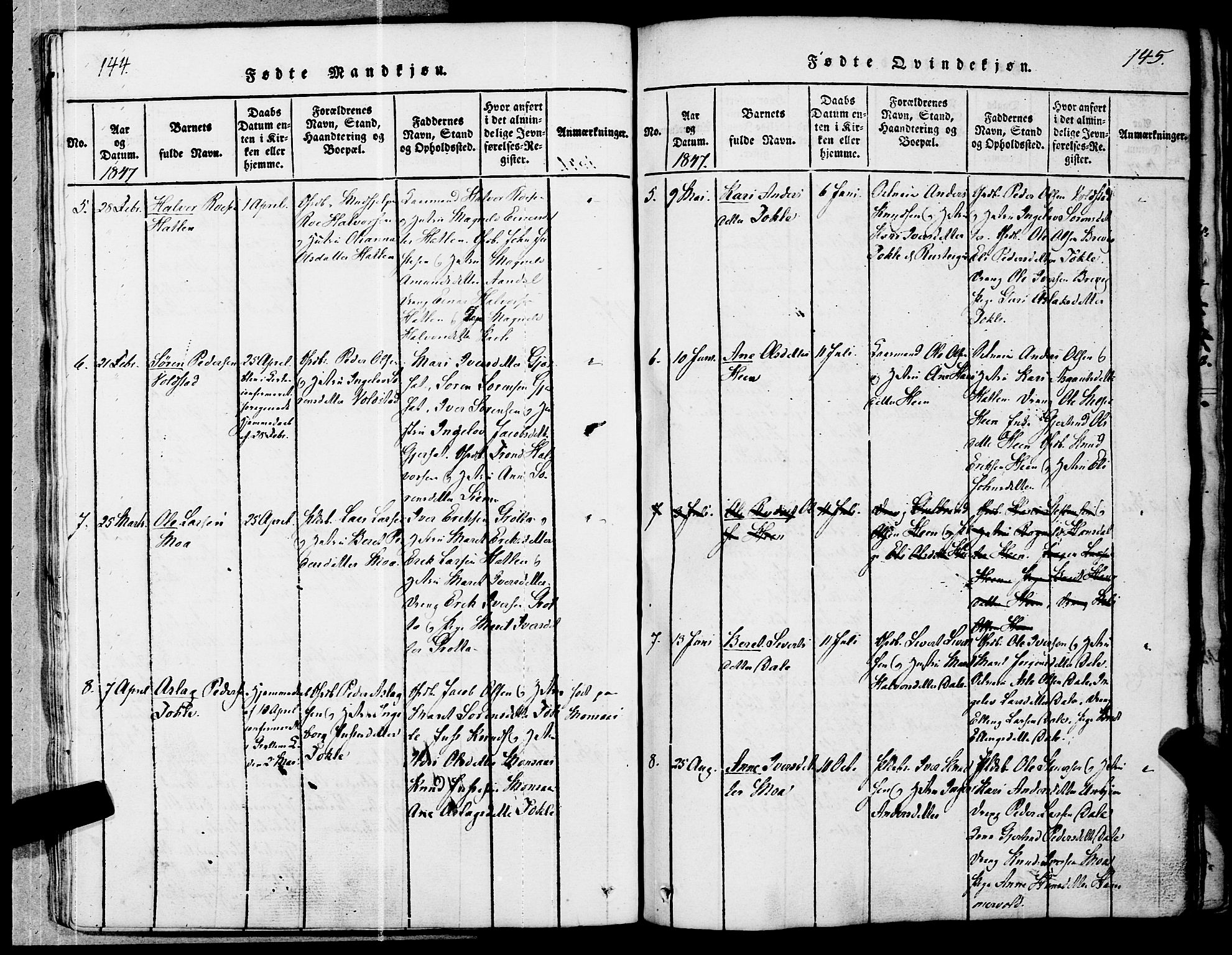 Ministerialprotokoller, klokkerbøker og fødselsregistre - Møre og Romsdal, AV/SAT-A-1454/545/L0585: Parish register (official) no. 545A01, 1818-1853, p. 144-145