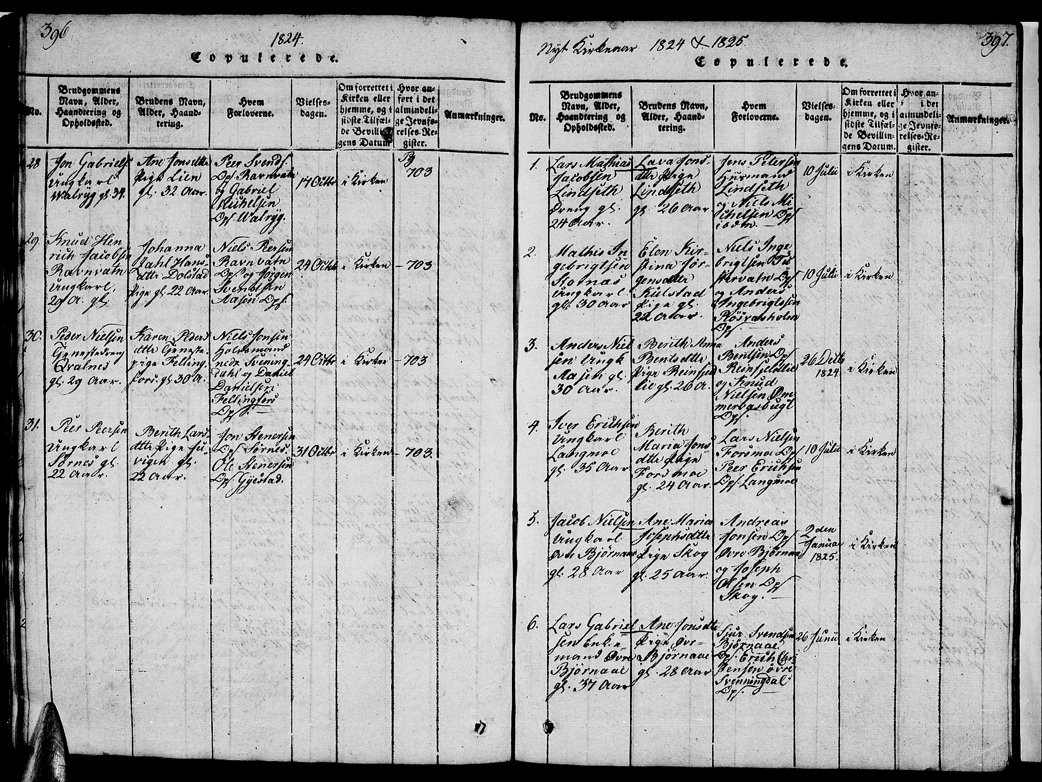 Ministerialprotokoller, klokkerbøker og fødselsregistre - Nordland, AV/SAT-A-1459/820/L0299: Parish register (copy) no. 820C01, 1820-1825, p. 396-397