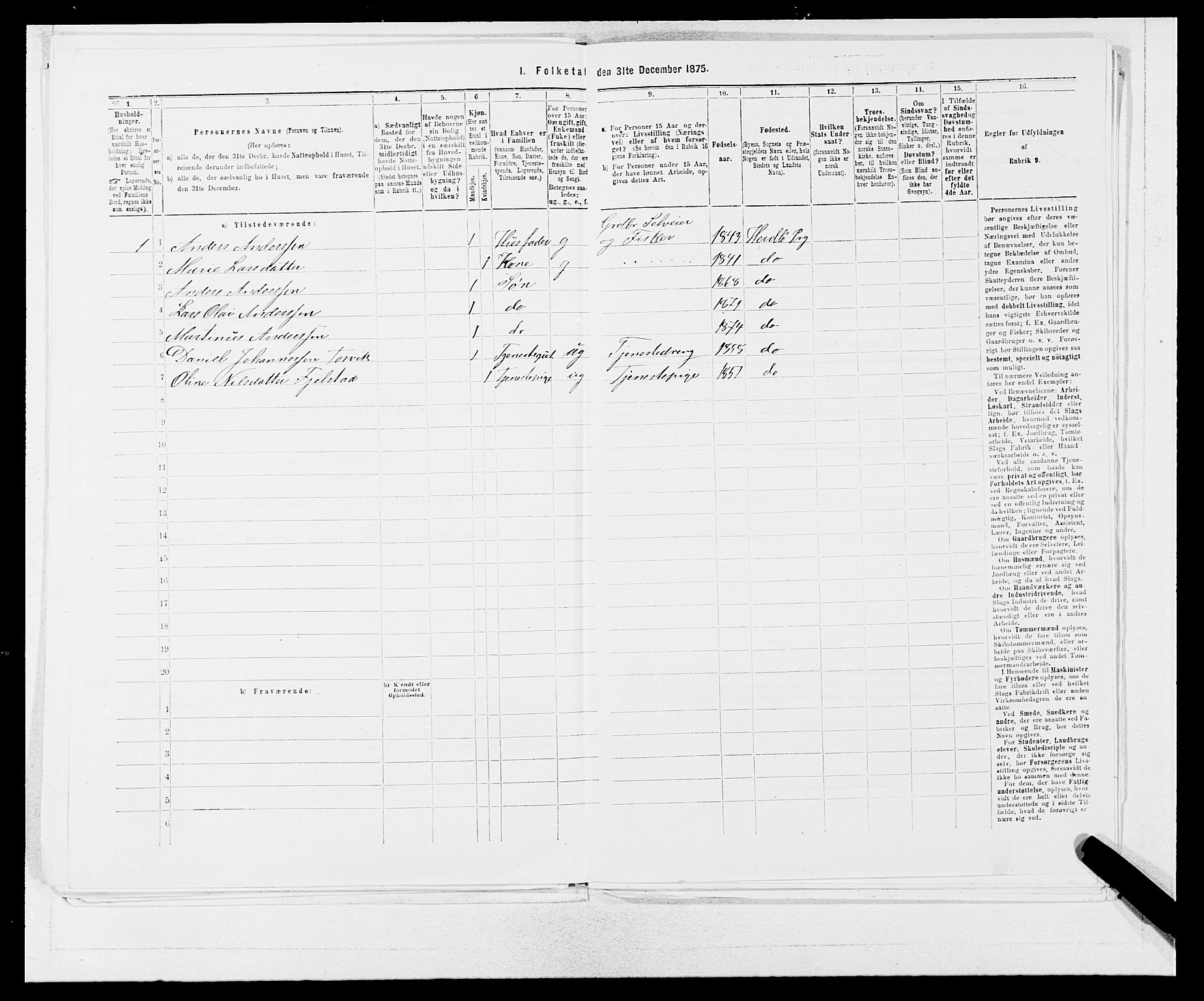 SAB, 1875 census for 1258P Herdla, 1875, p. 604