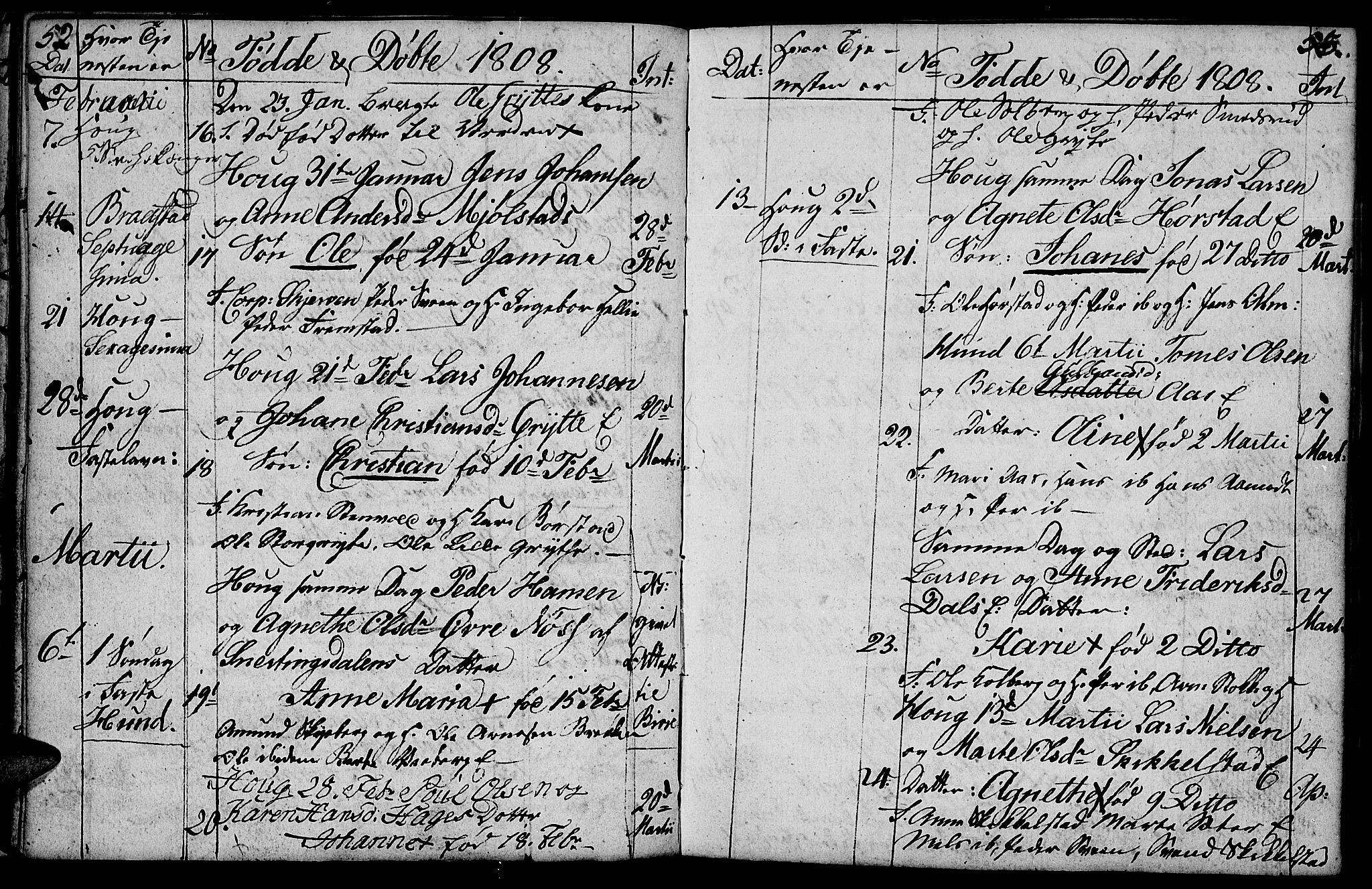 Vardal prestekontor, AV/SAH-PREST-100/H/Ha/Hab/L0003: Parish register (copy) no. 3, 1803-1808, p. 52-53