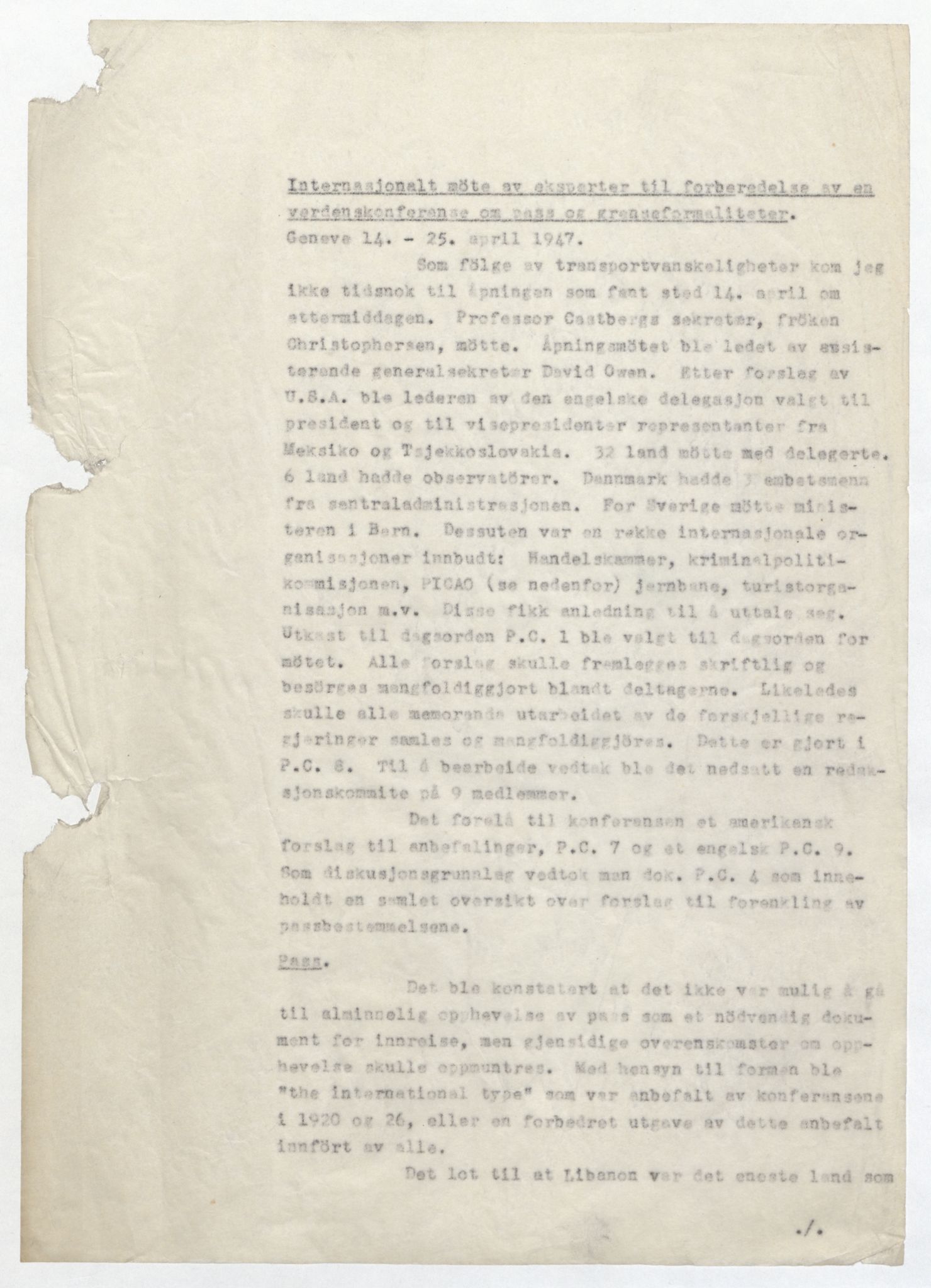 Justisdepartementet, 3. politikontor P3, AV/RA-S-1051/D/L0039: Passforskrifter - Passinstruksen, 1947-1952, p. 2