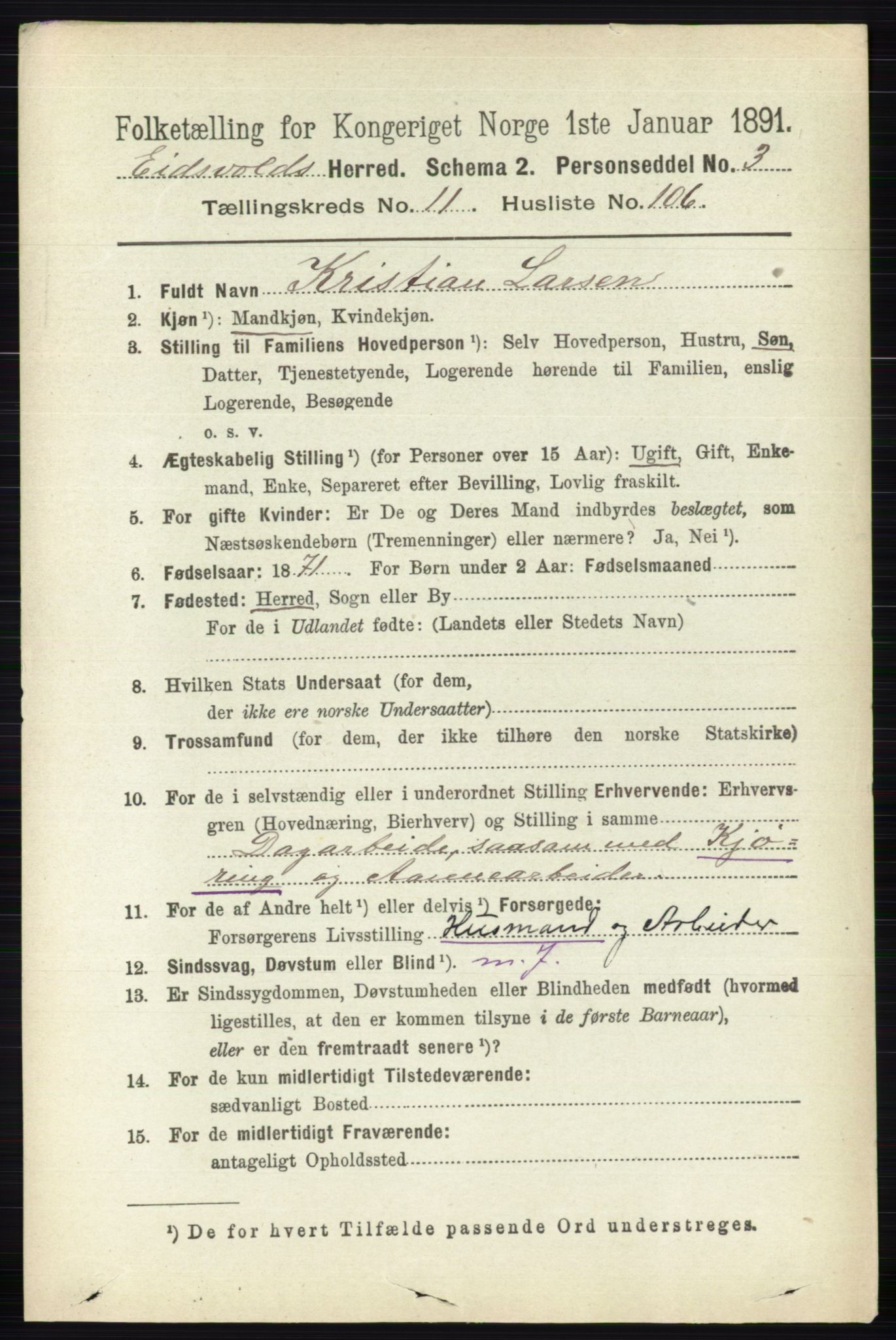 RA, 1891 census for 0237 Eidsvoll, 1891, p. 8402