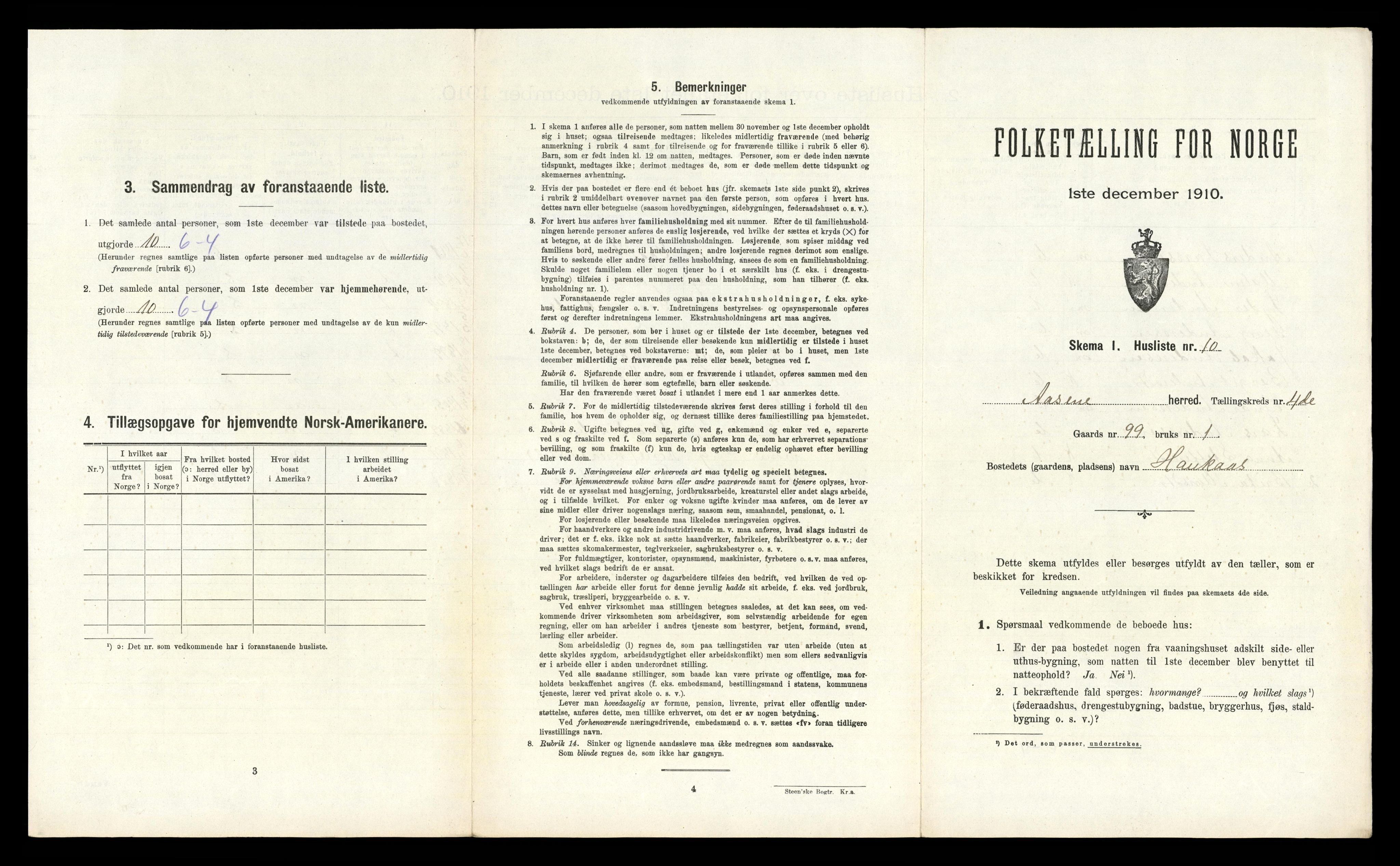 RA, 1910 census for Åsane, 1910, p. 197