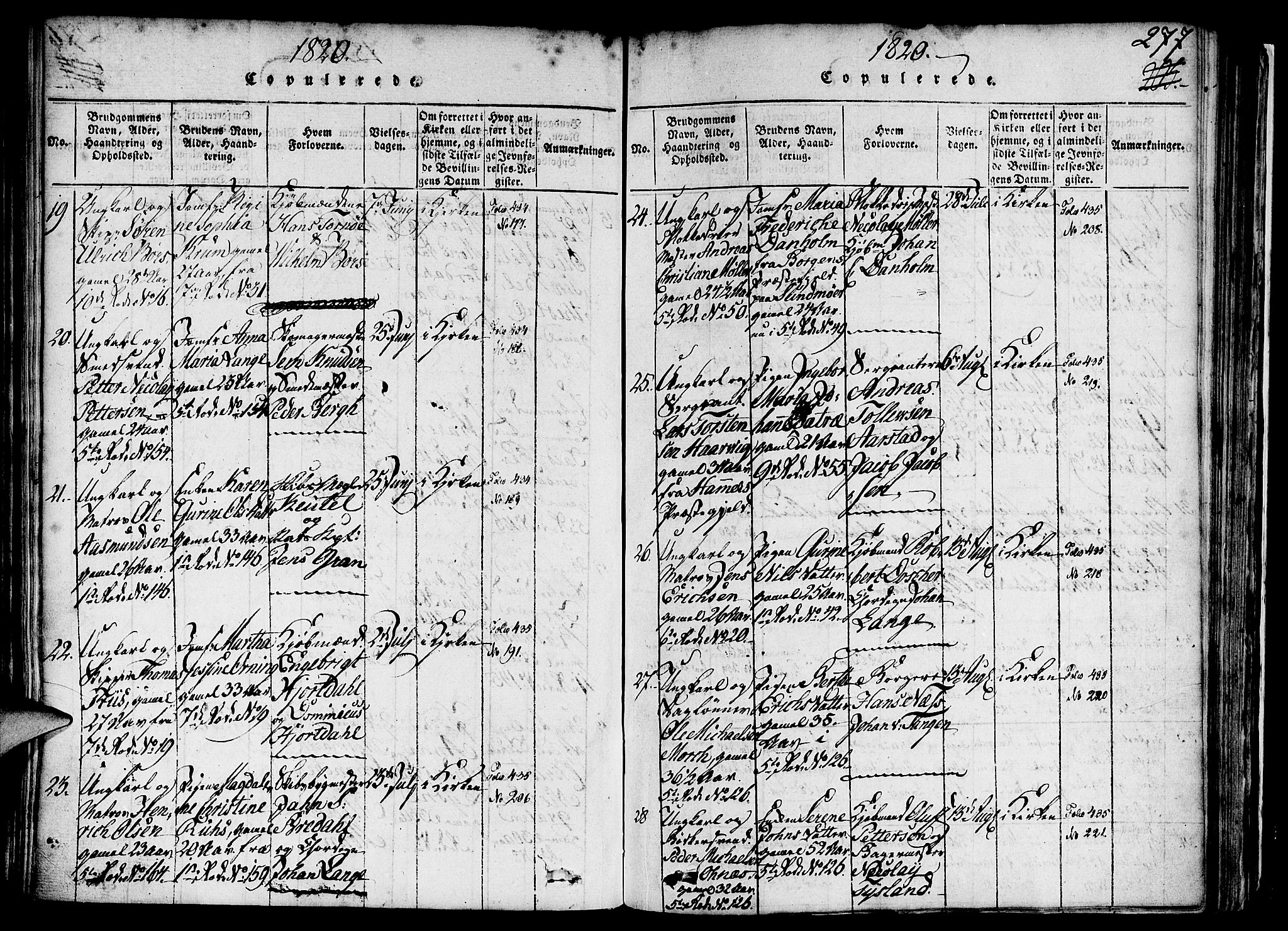 Nykirken Sokneprestembete, SAB/A-77101/H/Haa/L0011: Parish register (official) no. A 11, 1816-1821, p. 277