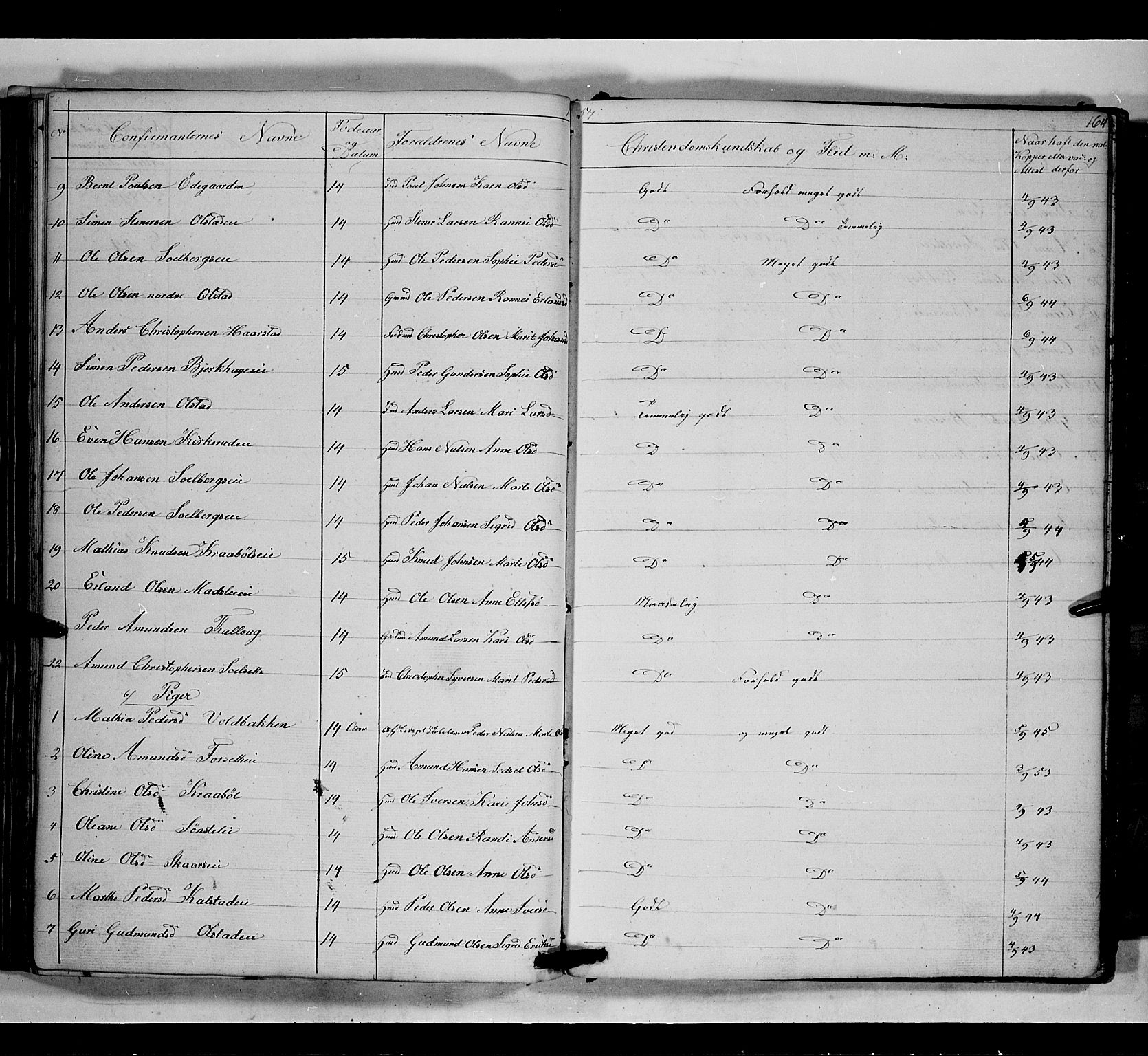 Gausdal prestekontor, SAH/PREST-090/H/Ha/Hab/L0005: Parish register (copy) no. 5, 1846-1867, p. 164