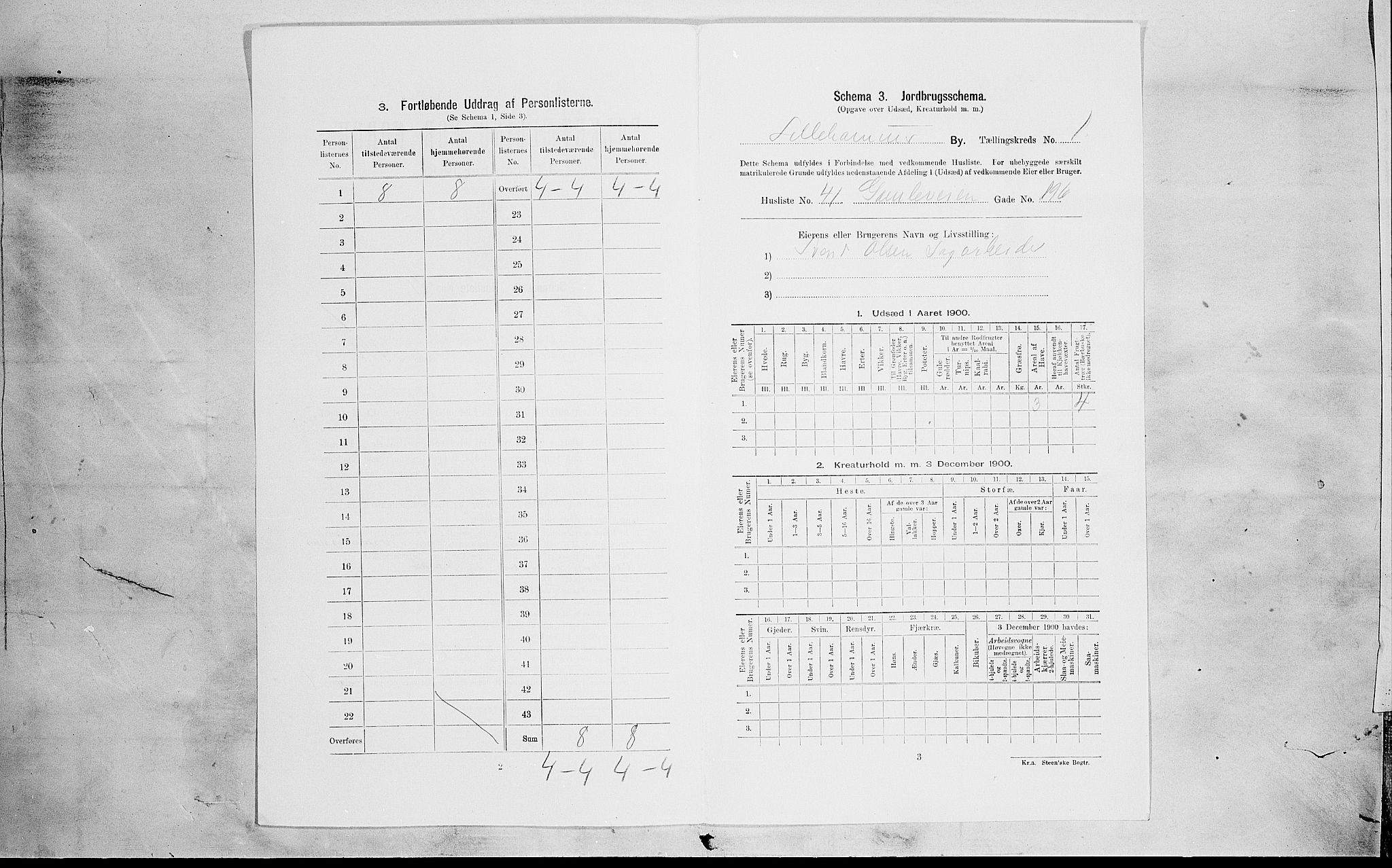 SAH, 1900 census for Lillehammer, 1900, p. 735