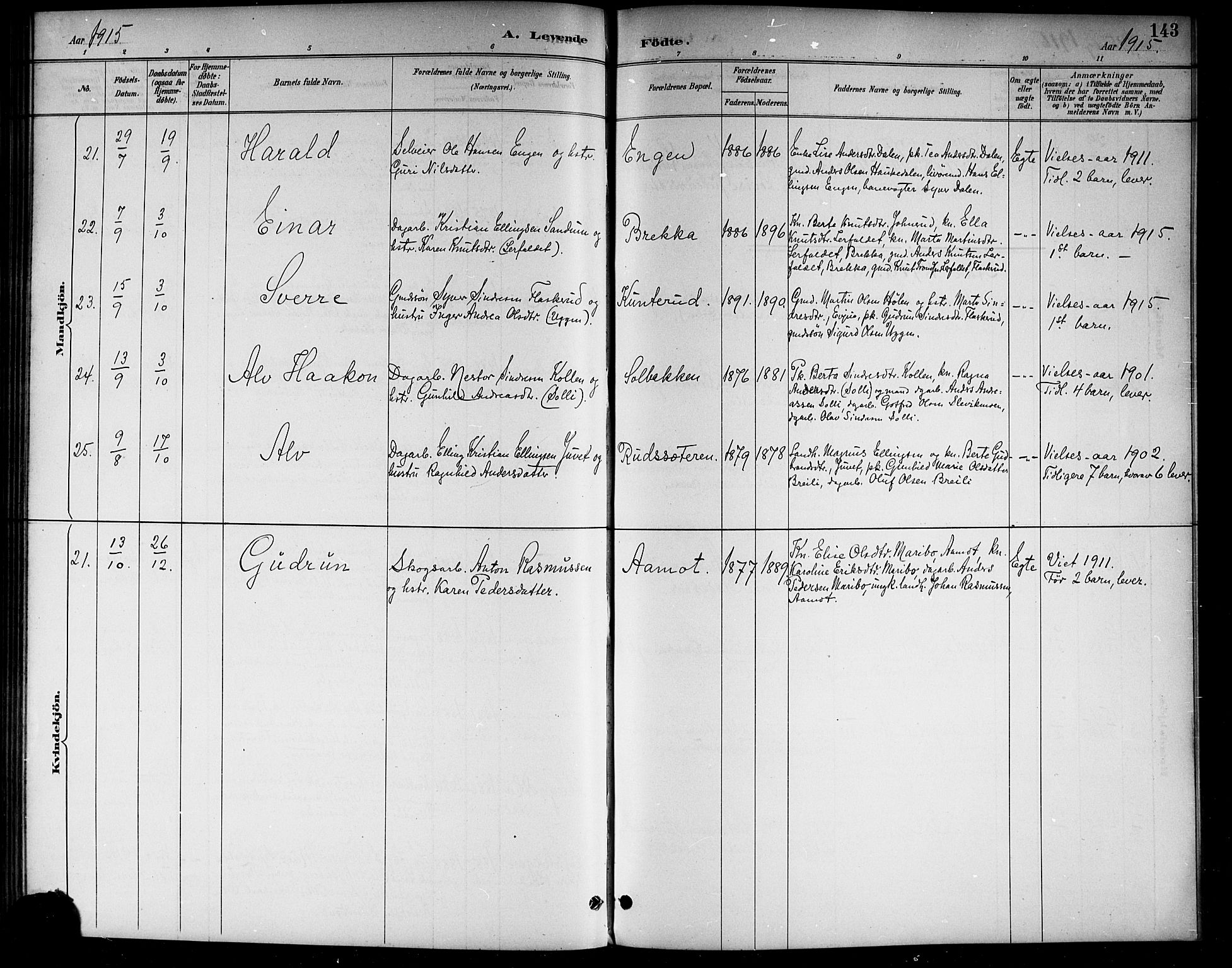 Lunder kirkebøker, SAKO/A-629/G/Ga/L0004: Parish register (copy) no. I 4, 1889-1917, p. 143