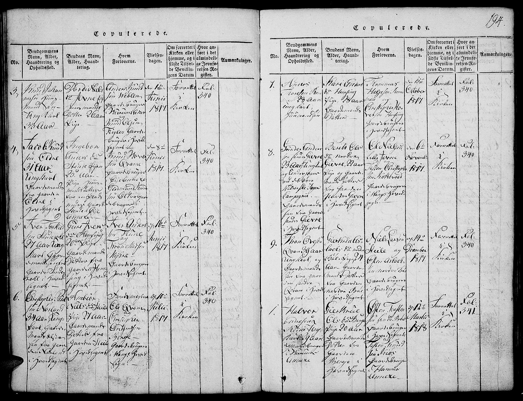 Vang prestekontor, Valdres, SAH/PREST-140/H/Hb/L0002: Parish register (copy) no. 2, 1814-1889, p. 194