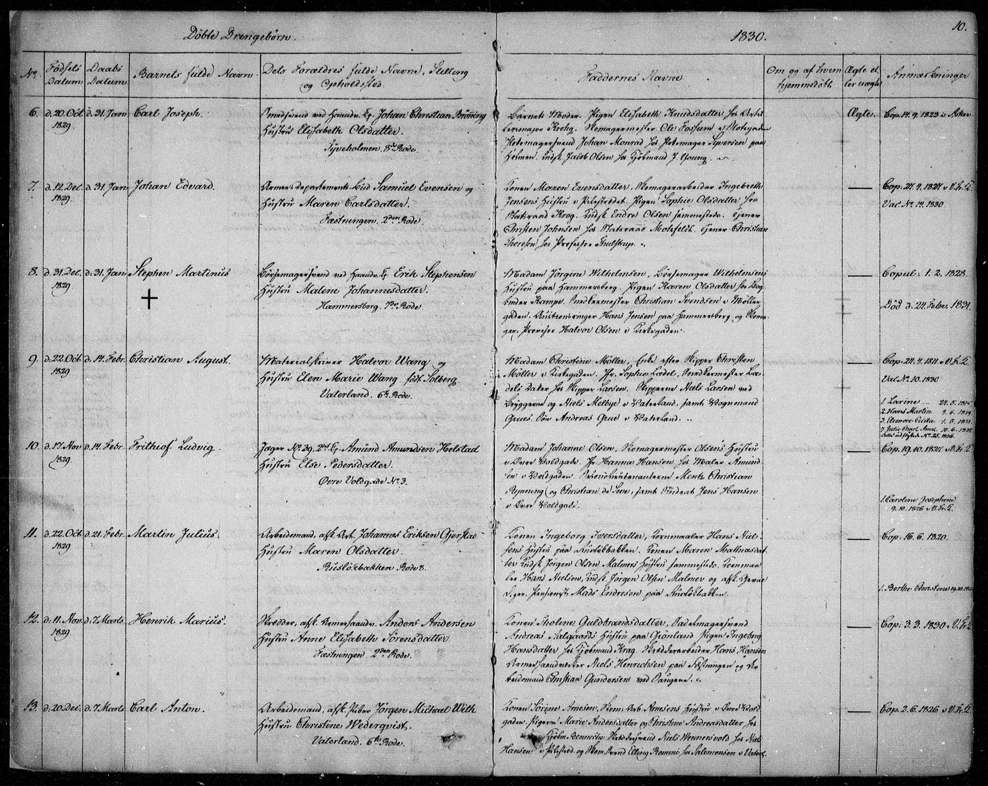 Garnisonsmenigheten Kirkebøker, AV/SAO-A-10846/F/Fa/L0006: Parish register (official) no. 6, 1828-1841, p. 10