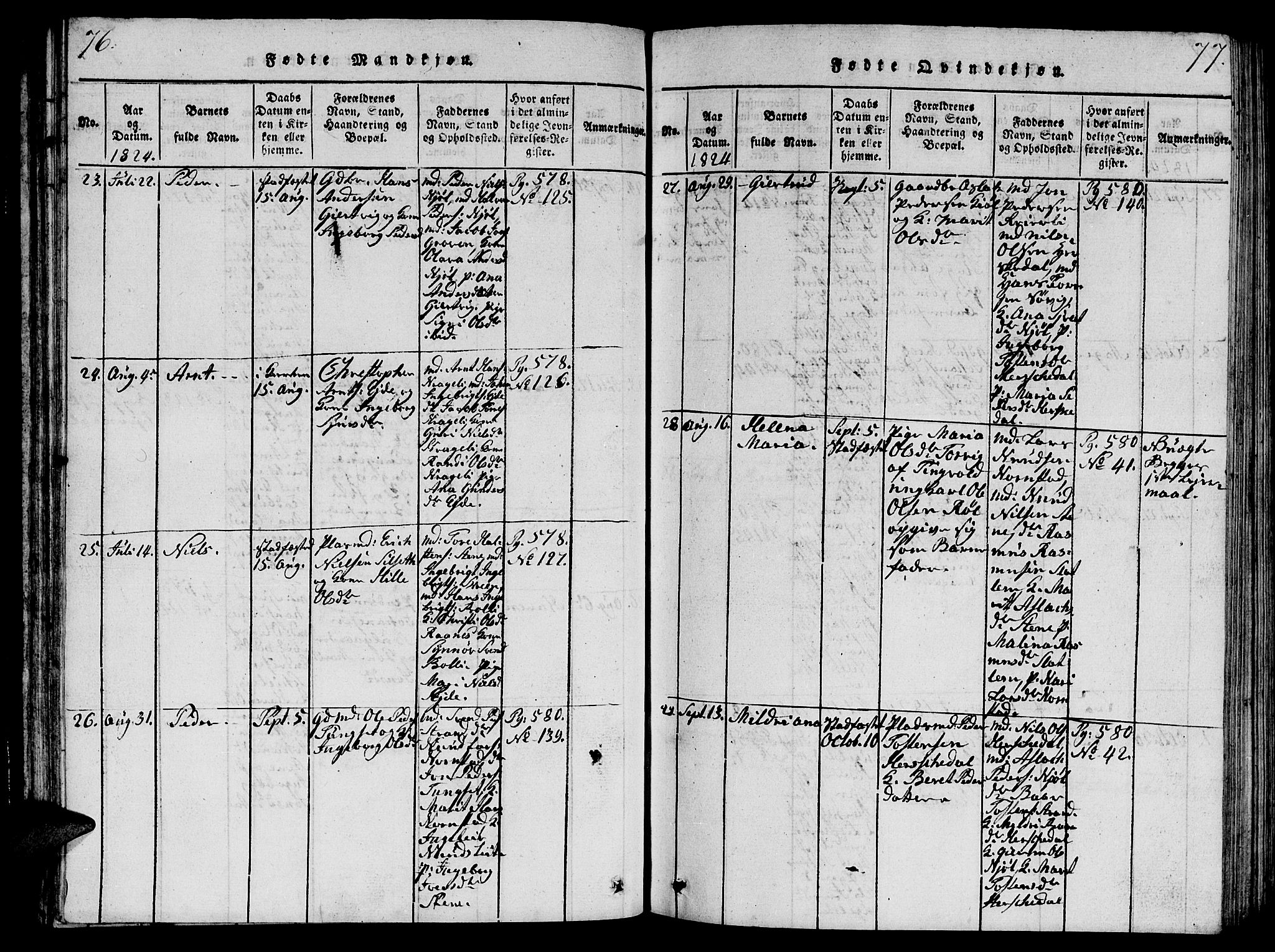 Ministerialprotokoller, klokkerbøker og fødselsregistre - Møre og Romsdal, AV/SAT-A-1454/570/L0831: Parish register (official) no. 570A05, 1819-1829, p. 76-77