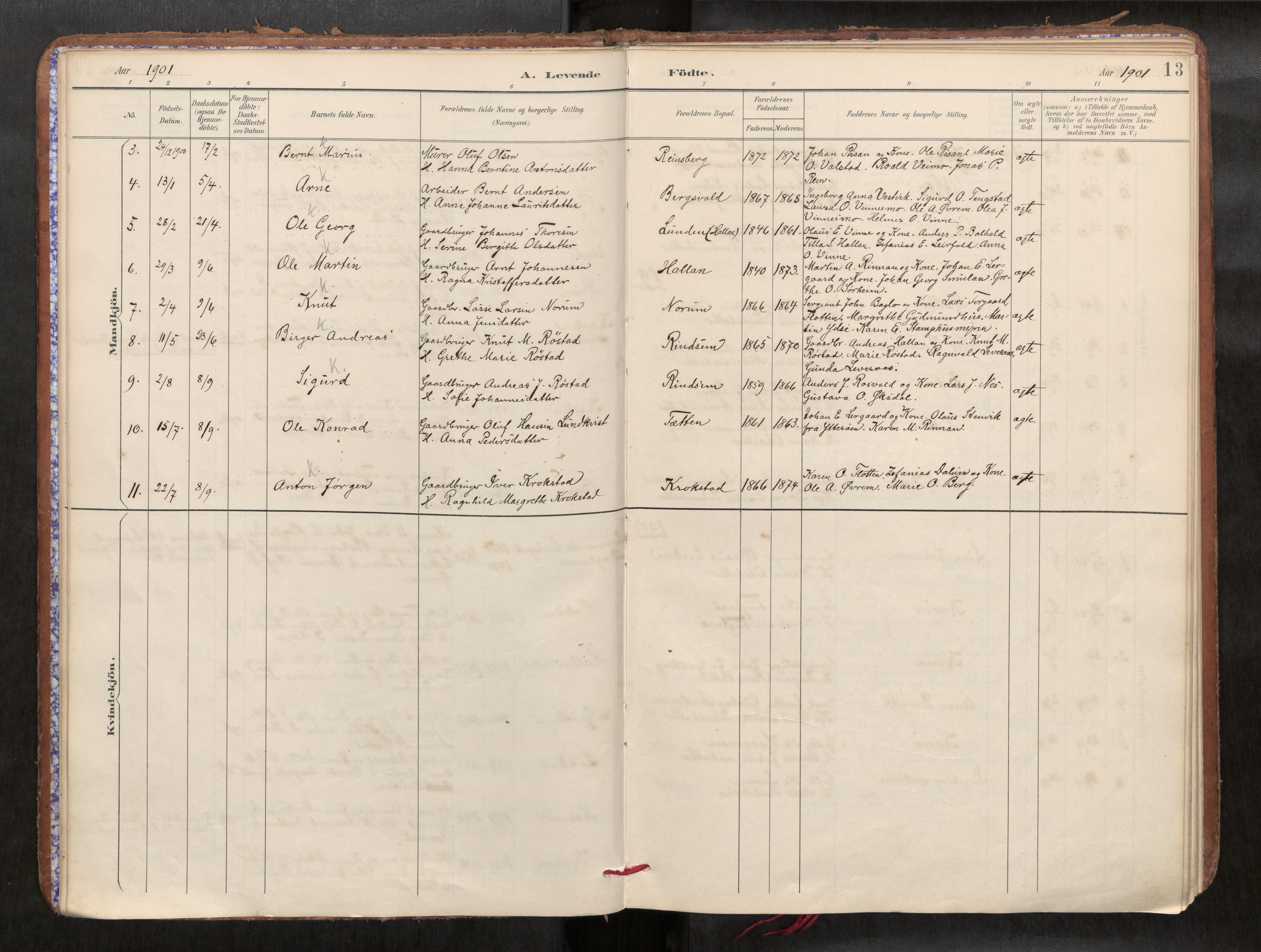 Verdal sokneprestkontor, AV/SAT-A-1156/2/H/Haa/L0002: Parish register (official) no. 2, 1891-1907, p. 13