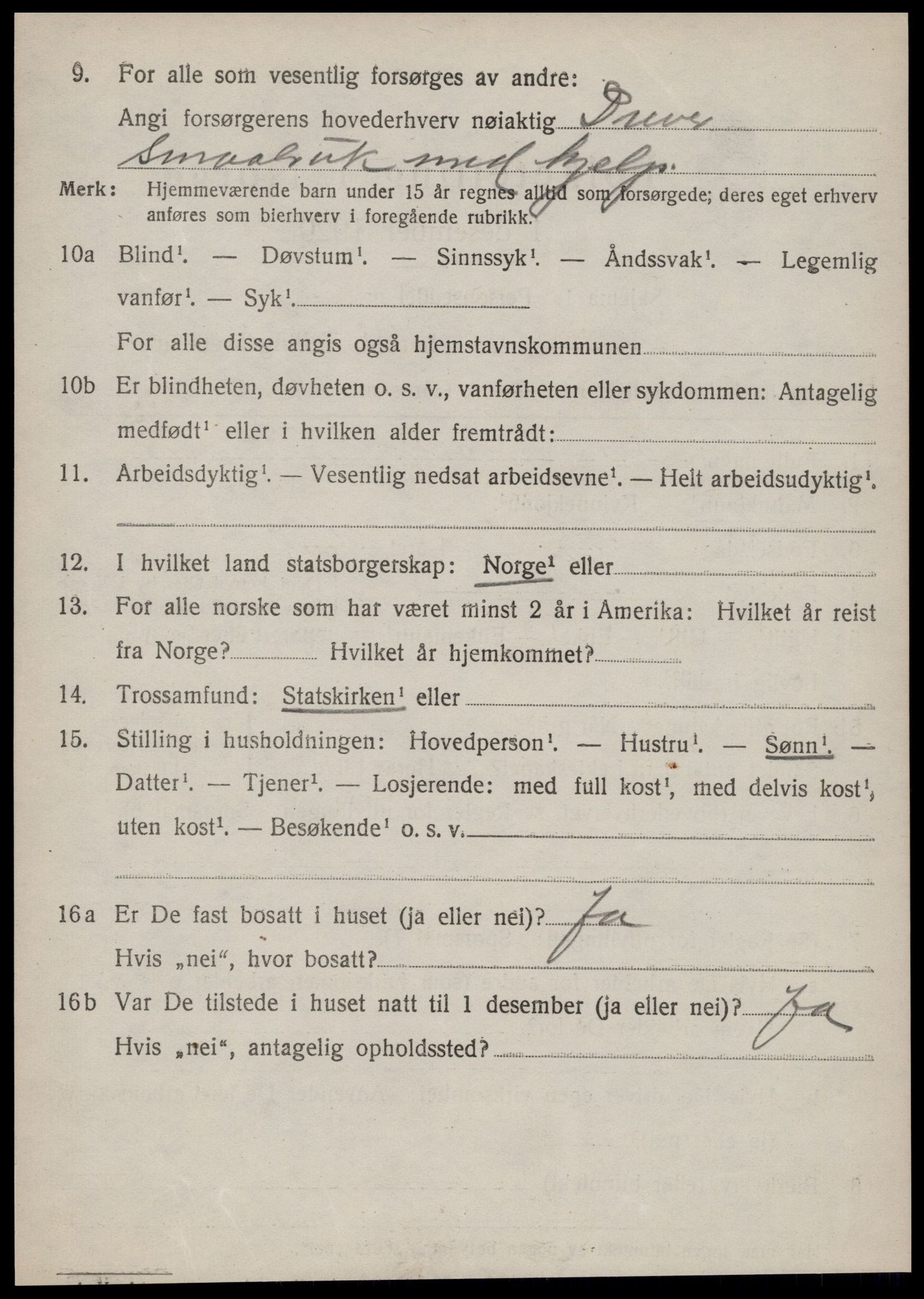 SAT, 1920 census for Vatne, 1920, p. 3103