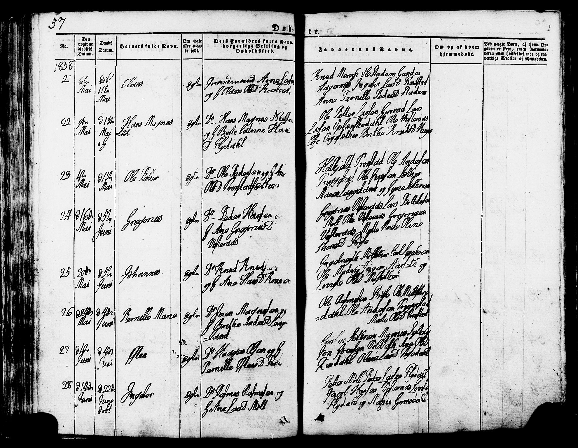 Ministerialprotokoller, klokkerbøker og fødselsregistre - Møre og Romsdal, AV/SAT-A-1454/517/L0221: Parish register (official) no. 517A01, 1827-1858, p. 57