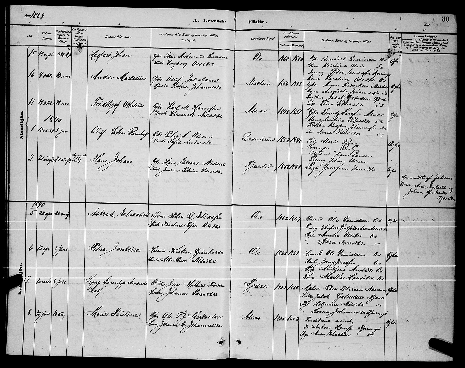 Ministerialprotokoller, klokkerbøker og fødselsregistre - Nordland, AV/SAT-A-1459/803/L0076: Parish register (copy) no. 803C03, 1882-1897, p. 30