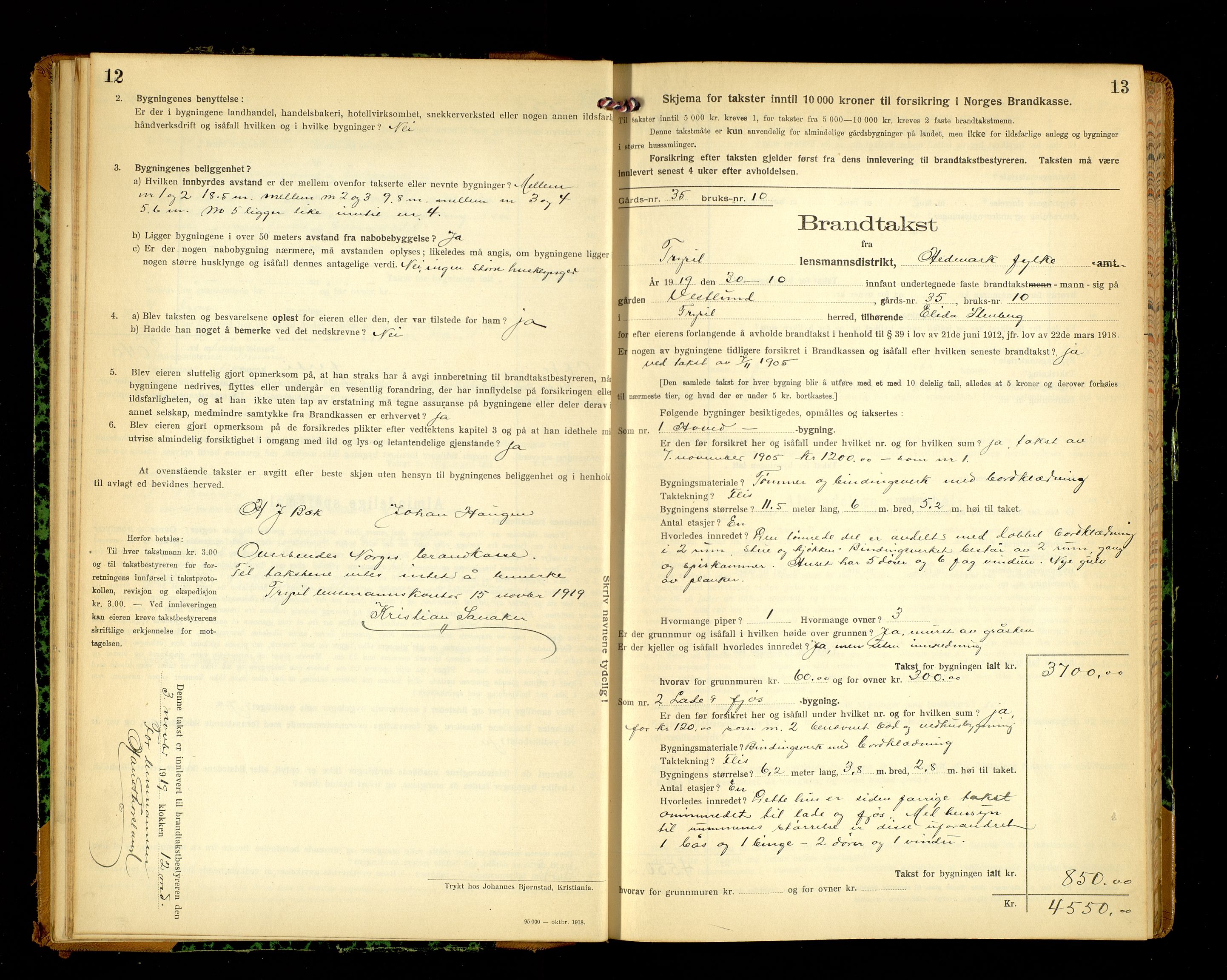 Norges Brannkasse, Trysil, AV/SAH-NBRANT-021/F/L0018: Branntakstprotokoll, 1919-1922