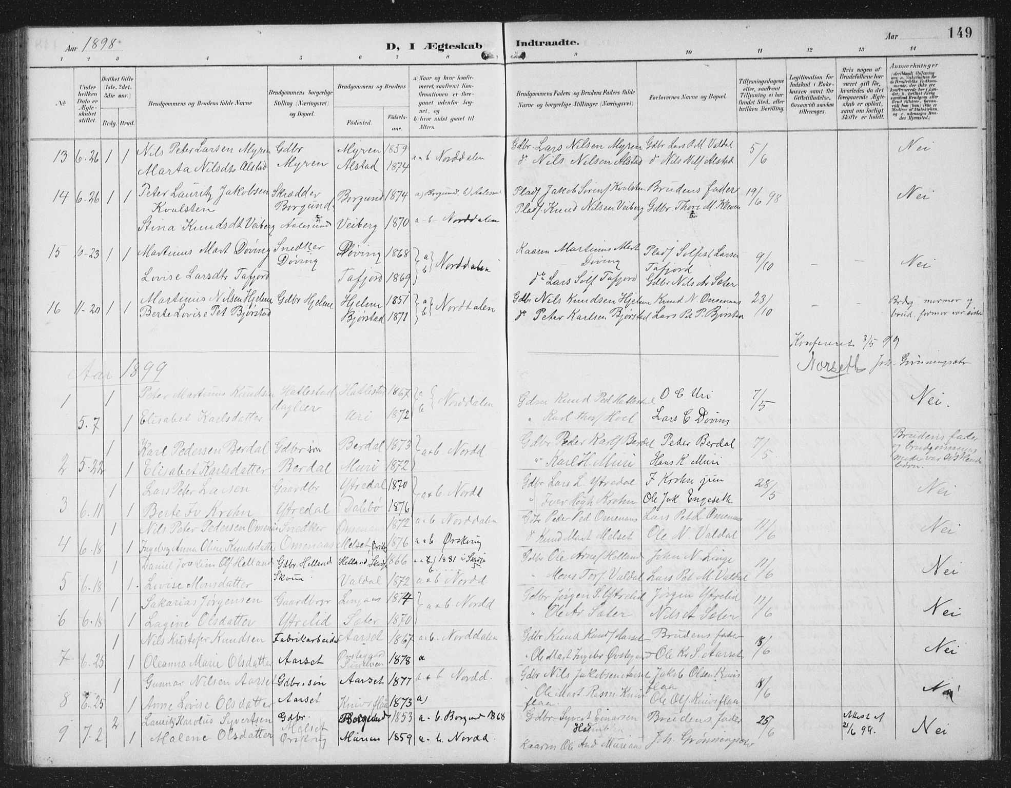 Ministerialprotokoller, klokkerbøker og fødselsregistre - Møre og Romsdal, AV/SAT-A-1454/519/L0264: Parish register (copy) no. 519C05, 1892-1910, p. 149