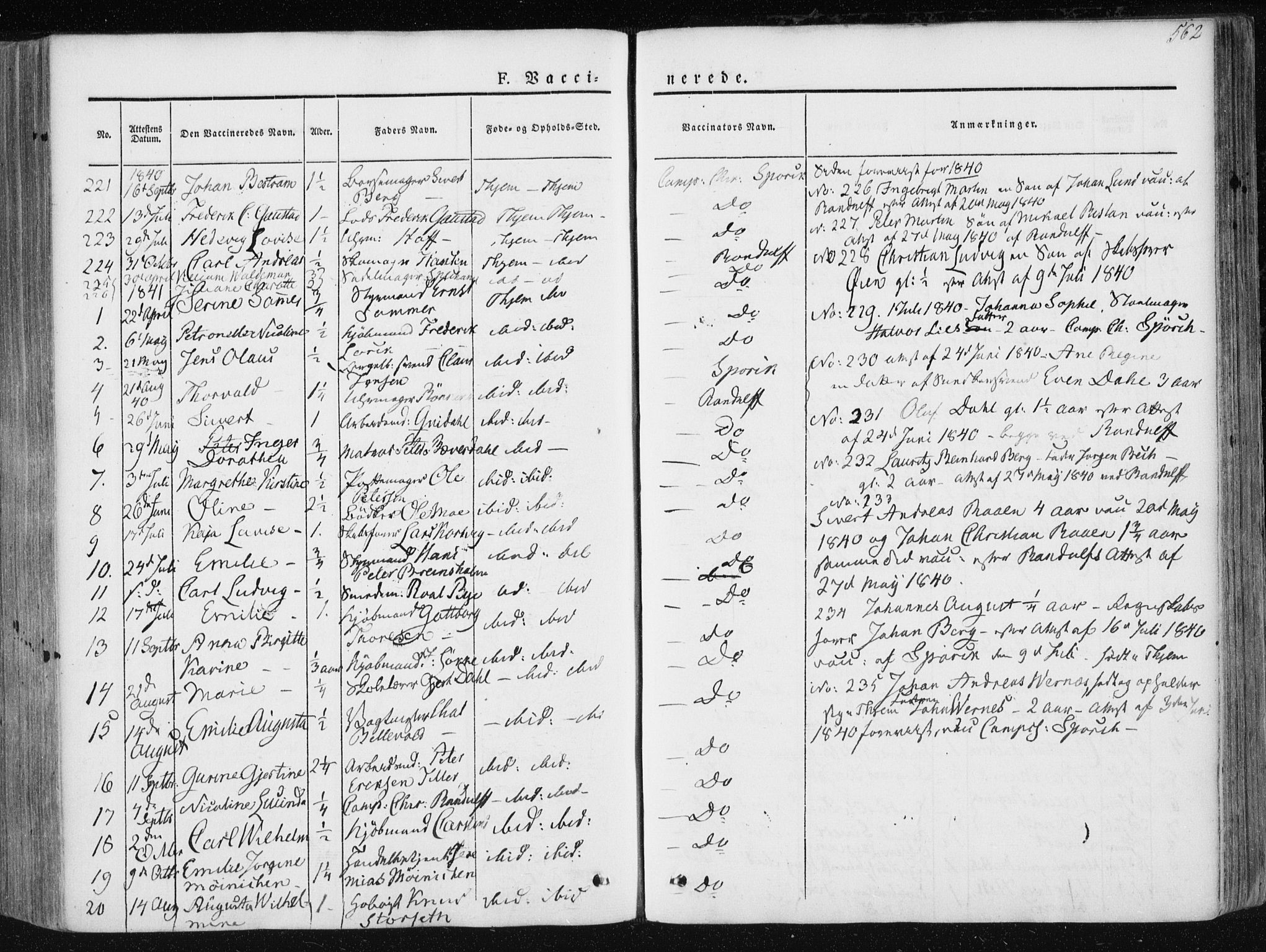 Ministerialprotokoller, klokkerbøker og fødselsregistre - Sør-Trøndelag, SAT/A-1456/601/L0049: Parish register (official) no. 601A17, 1839-1847, p. 562