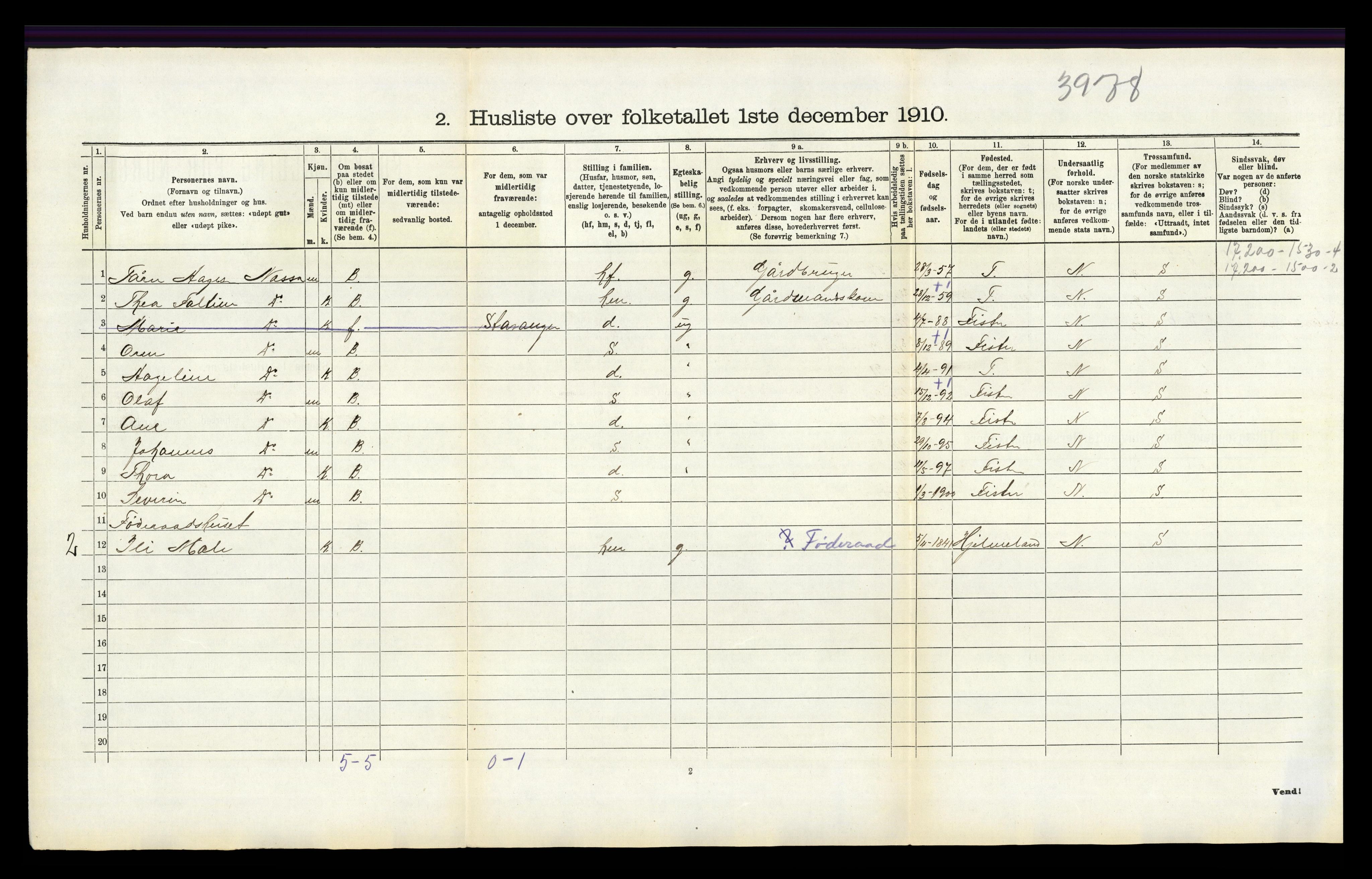 RA, 1910 census for Årdal, 1910, p. 294