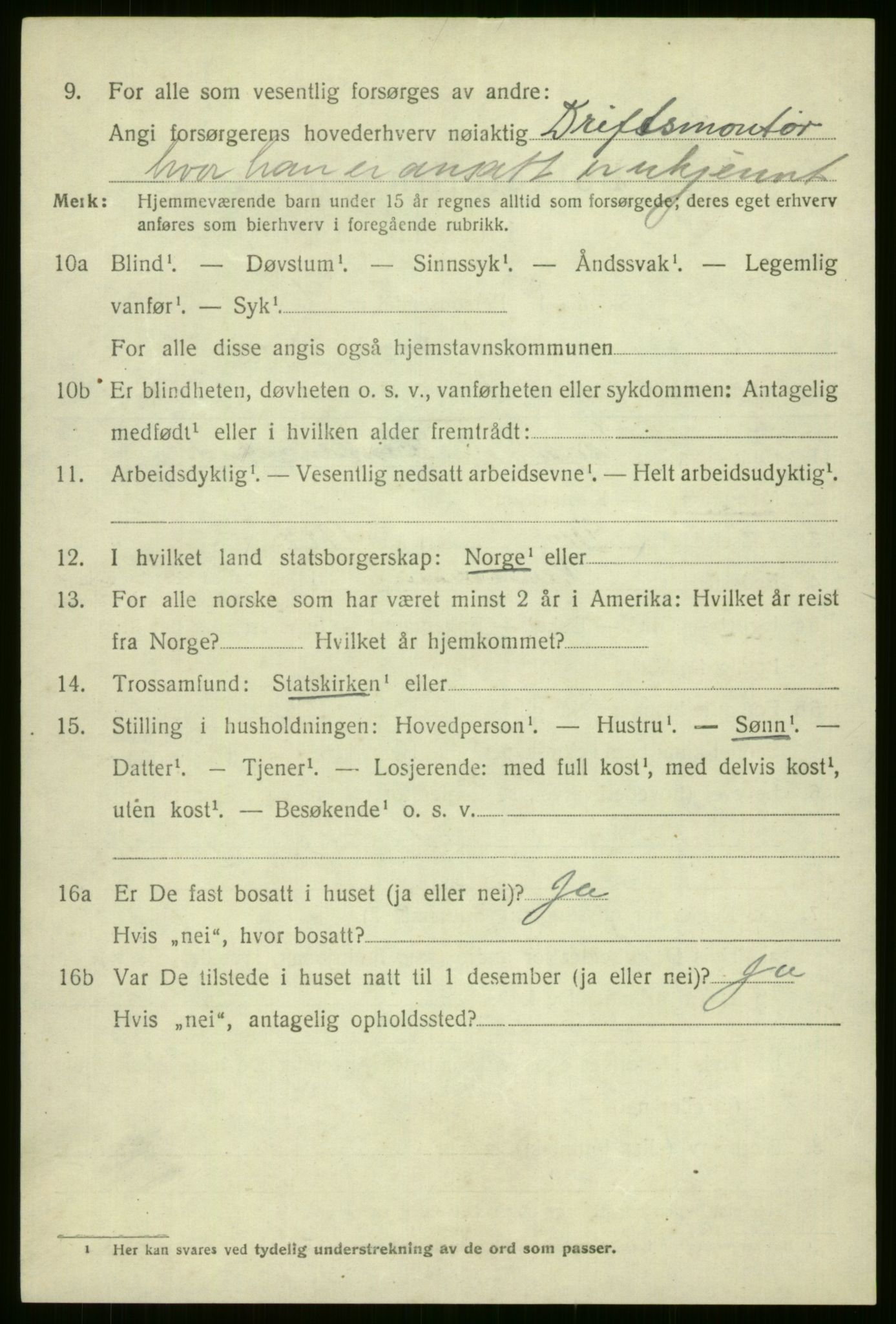 SAB, 1920 census for Voss, 1920, p. 3440