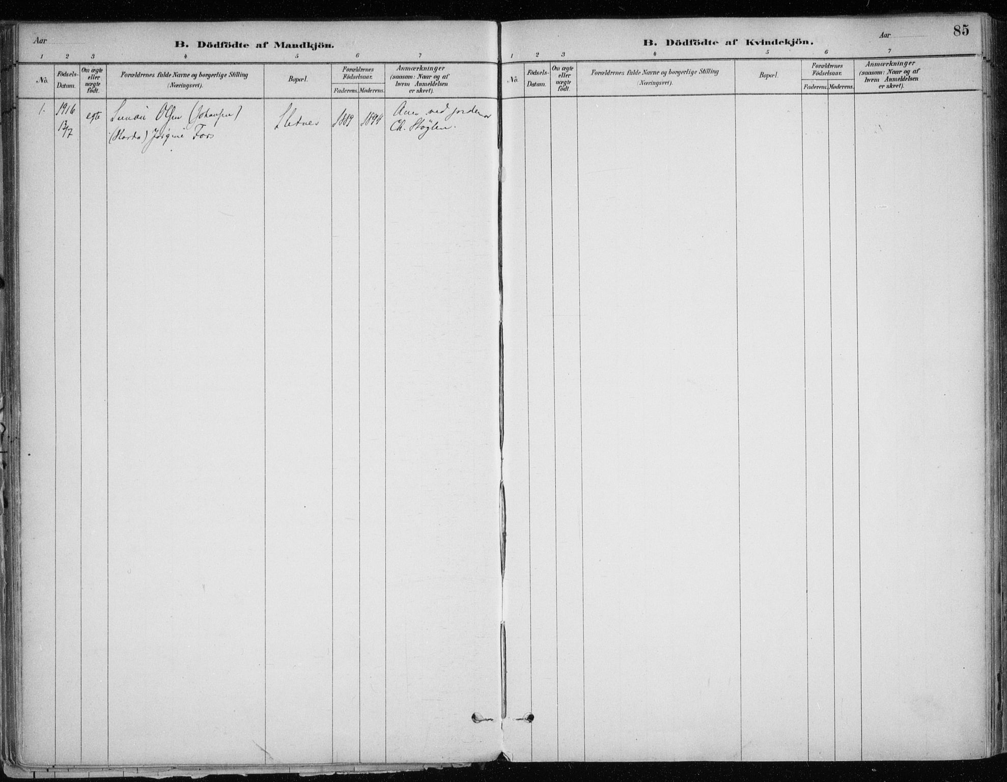 Hammerfest sokneprestkontor, SATØ/S-1347/H/Ha/L0013.kirke: Parish register (official) no. 13, 1898-1917, p. 85