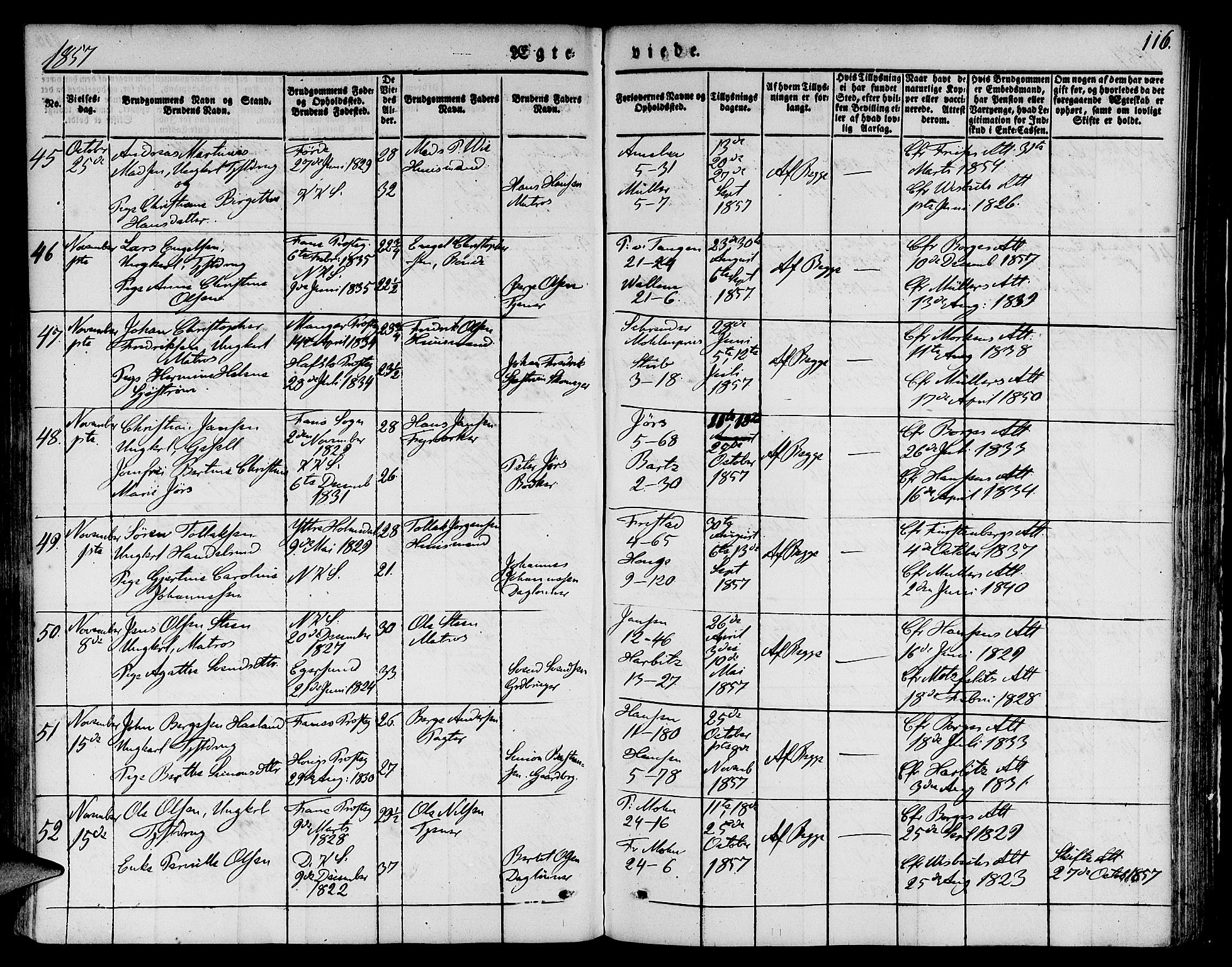 Nykirken Sokneprestembete, AV/SAB-A-77101/H/Hab: Parish register (copy) no. D 1, 1832-1867, p. 116