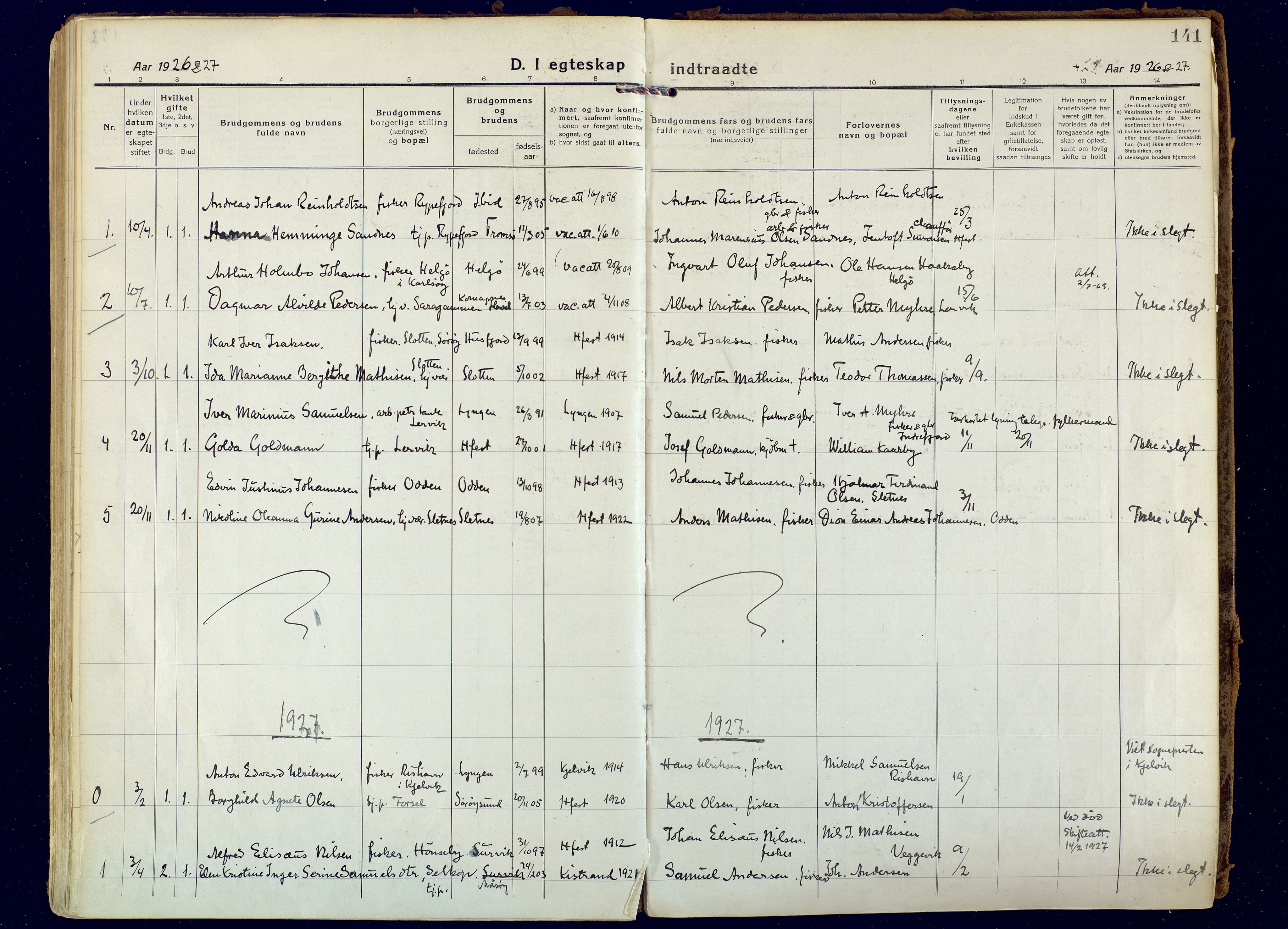 Hammerfest sokneprestkontor, AV/SATØ-S-1347/H/Ha/L0018.kirke: Parish register (official) no. 18, 1918-1933, p. 141