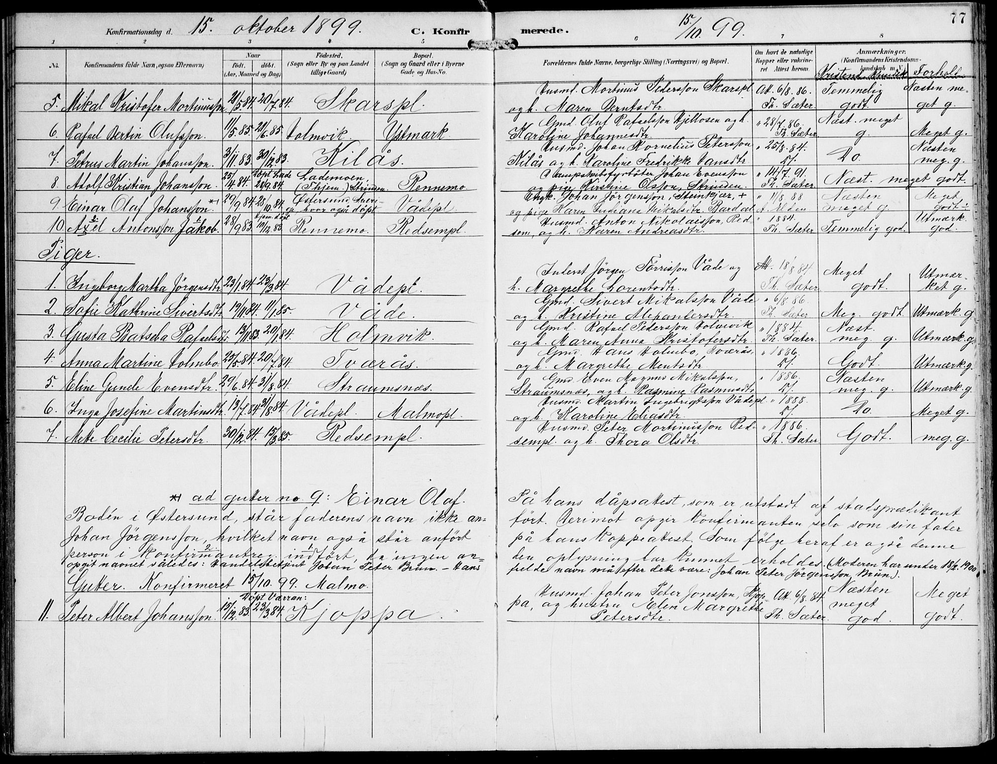 Ministerialprotokoller, klokkerbøker og fødselsregistre - Nord-Trøndelag, AV/SAT-A-1458/745/L0430: Parish register (official) no. 745A02, 1895-1913, p. 77