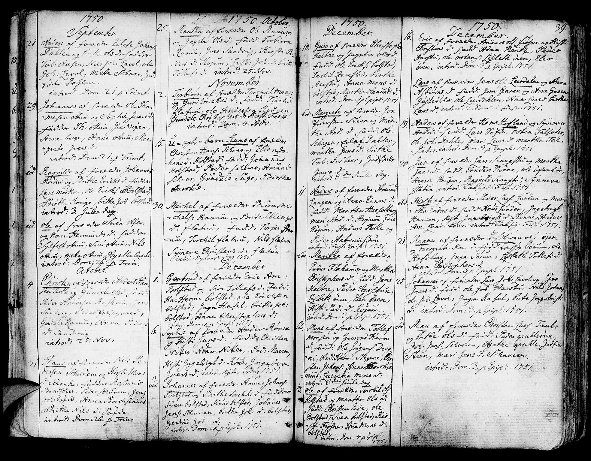 Luster sokneprestembete, AV/SAB-A-81101/H/Haa/Haaa/L0001: Parish register (official) no. A 1, 1731-1803, p. 39