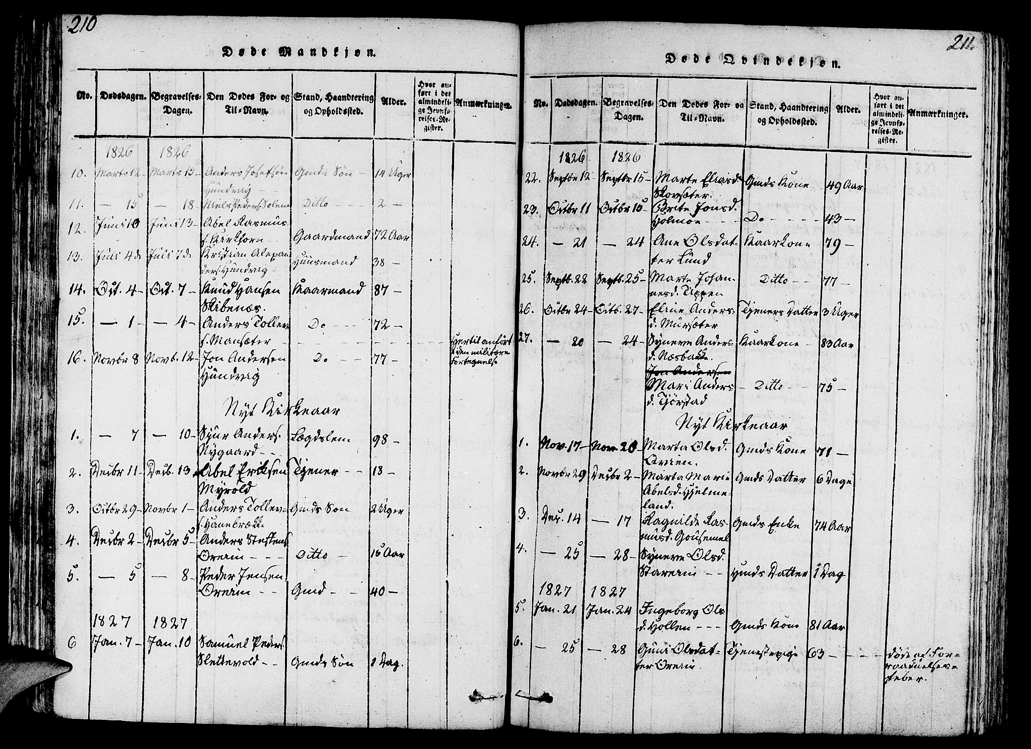 Eid sokneprestembete, SAB/A-82301/H/Haa/Haaa/L0005: Parish register (official) no. A 5, 1816-1830, p. 210-211